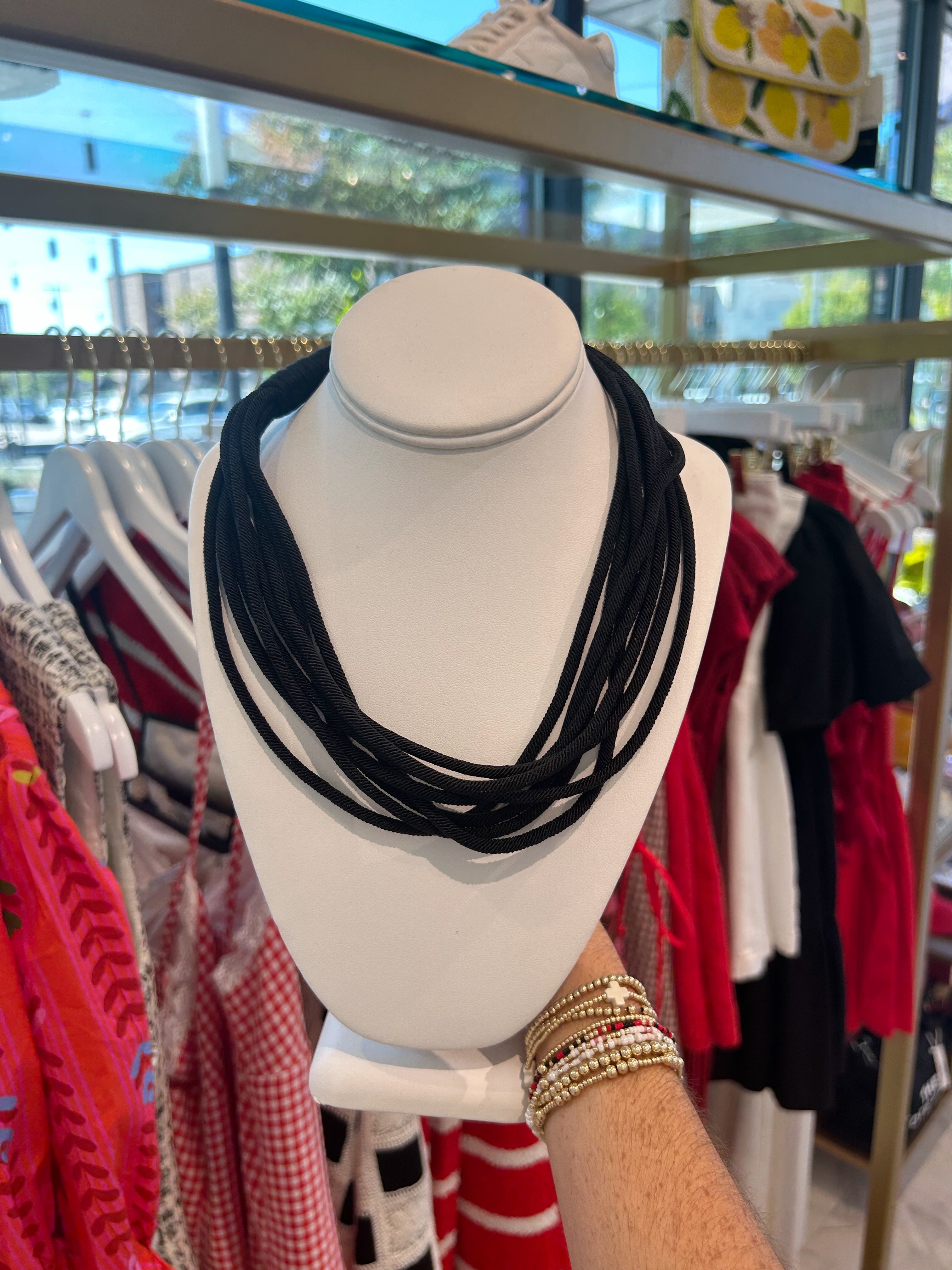 Rope Layer Necklace - Black