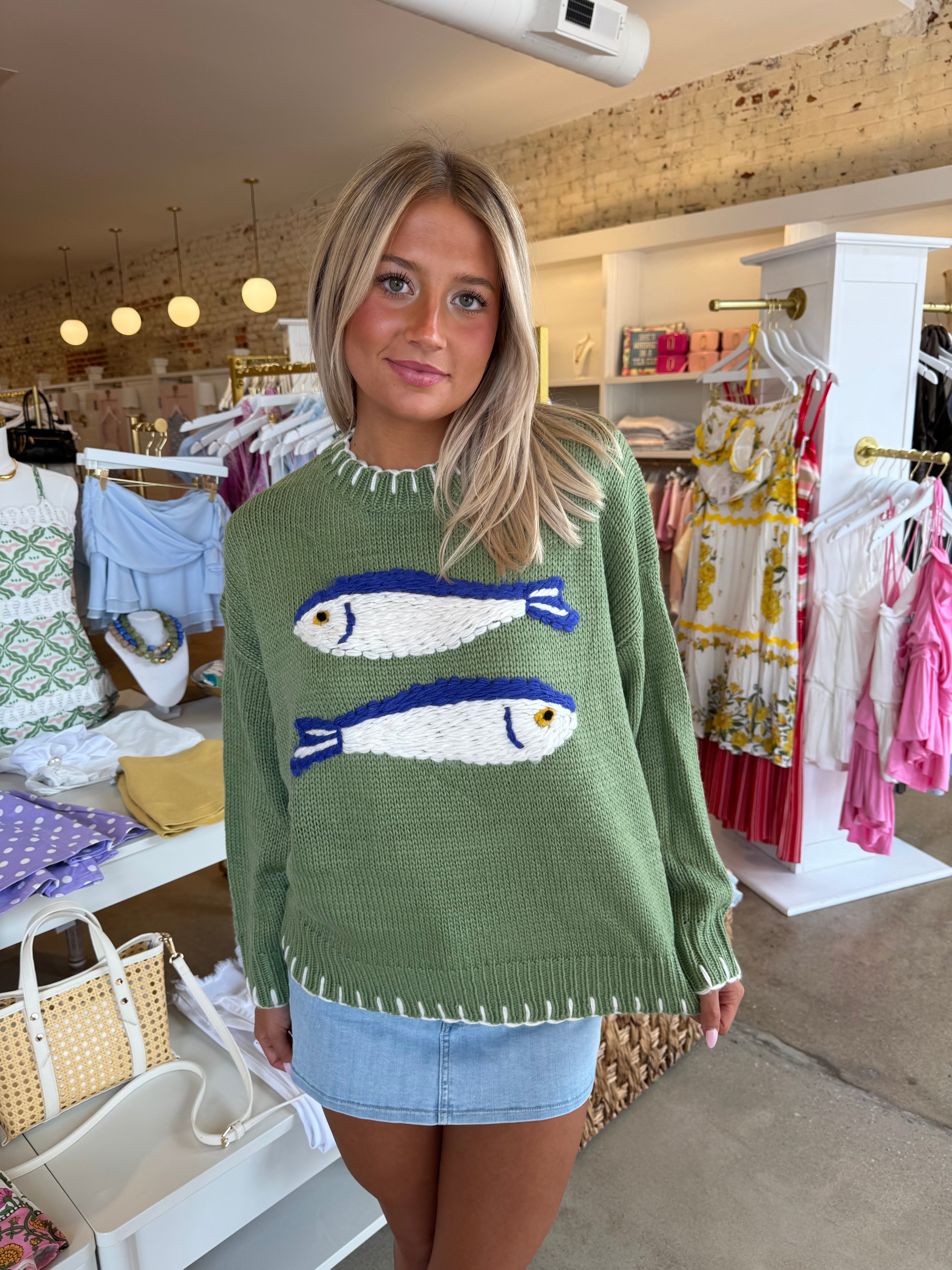 Fresh Catch Lightweight Sweater - Green