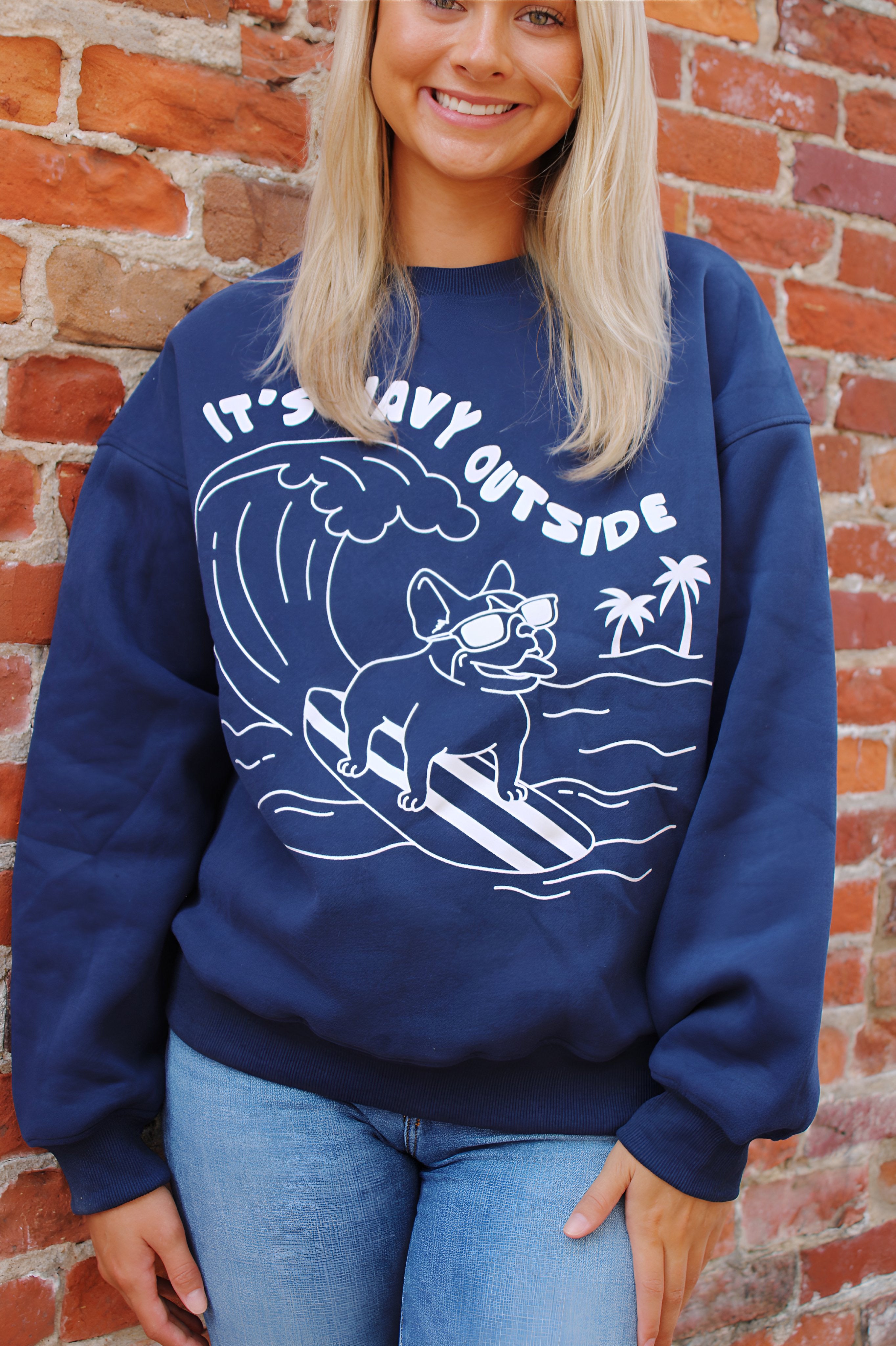 It's Wavy Outside Sweatshirt - Navy