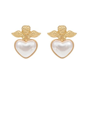 Cupid Pearl Studs - Gold