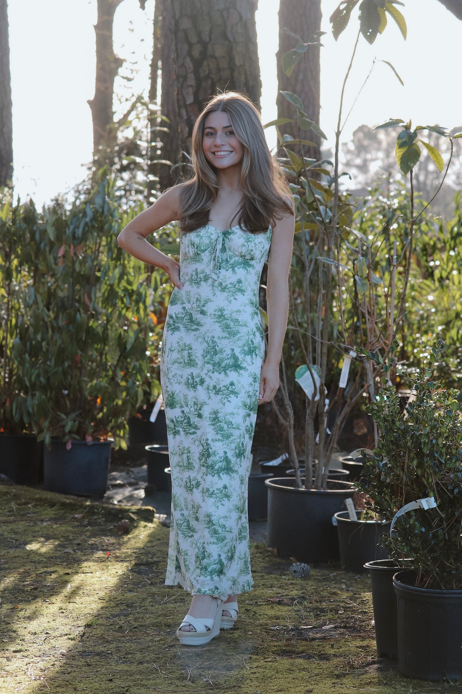 Garden Girl Midi Dress - Green