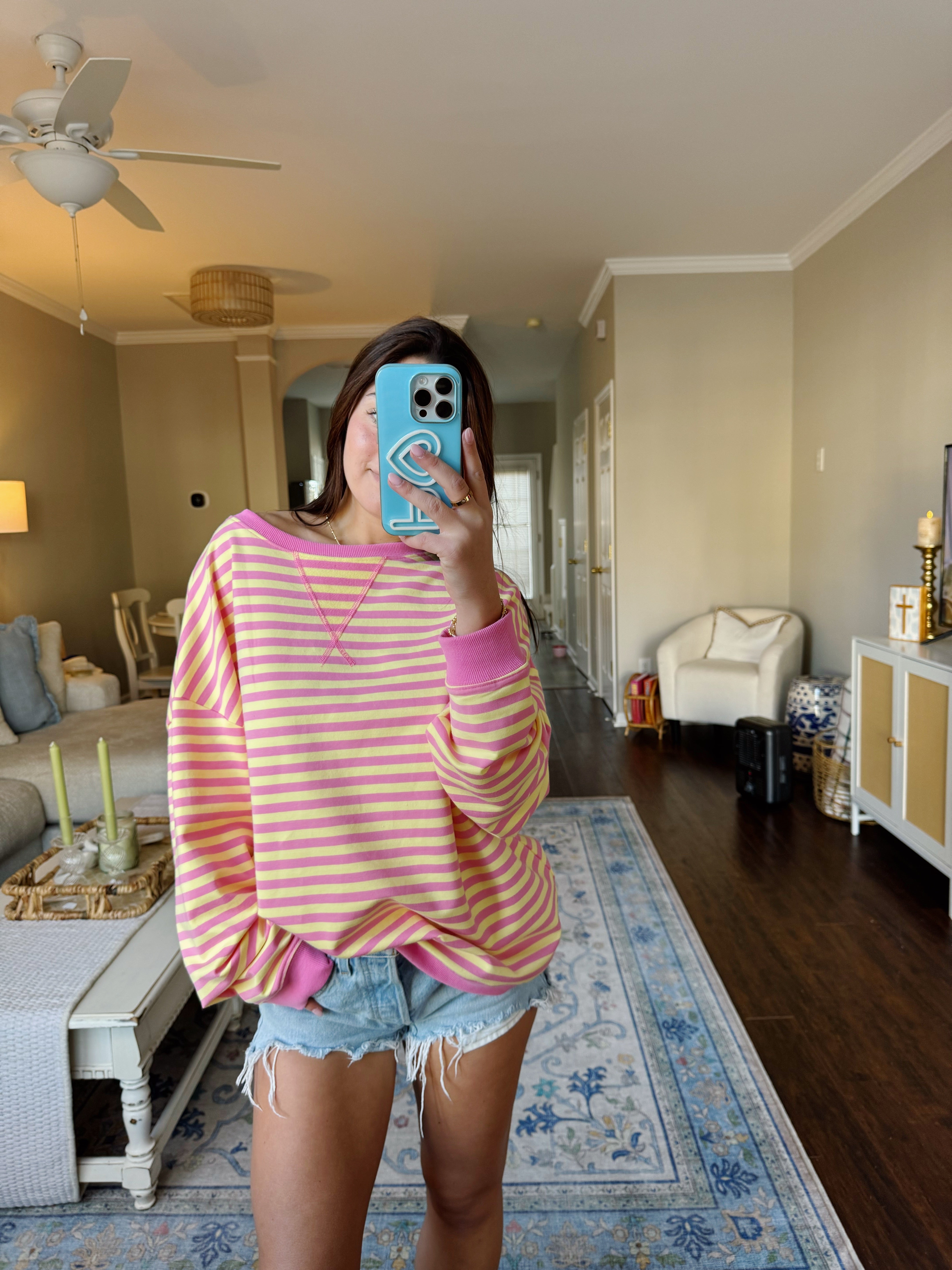 Cuddled Up Oversized Crewneck - Pink Lemonade