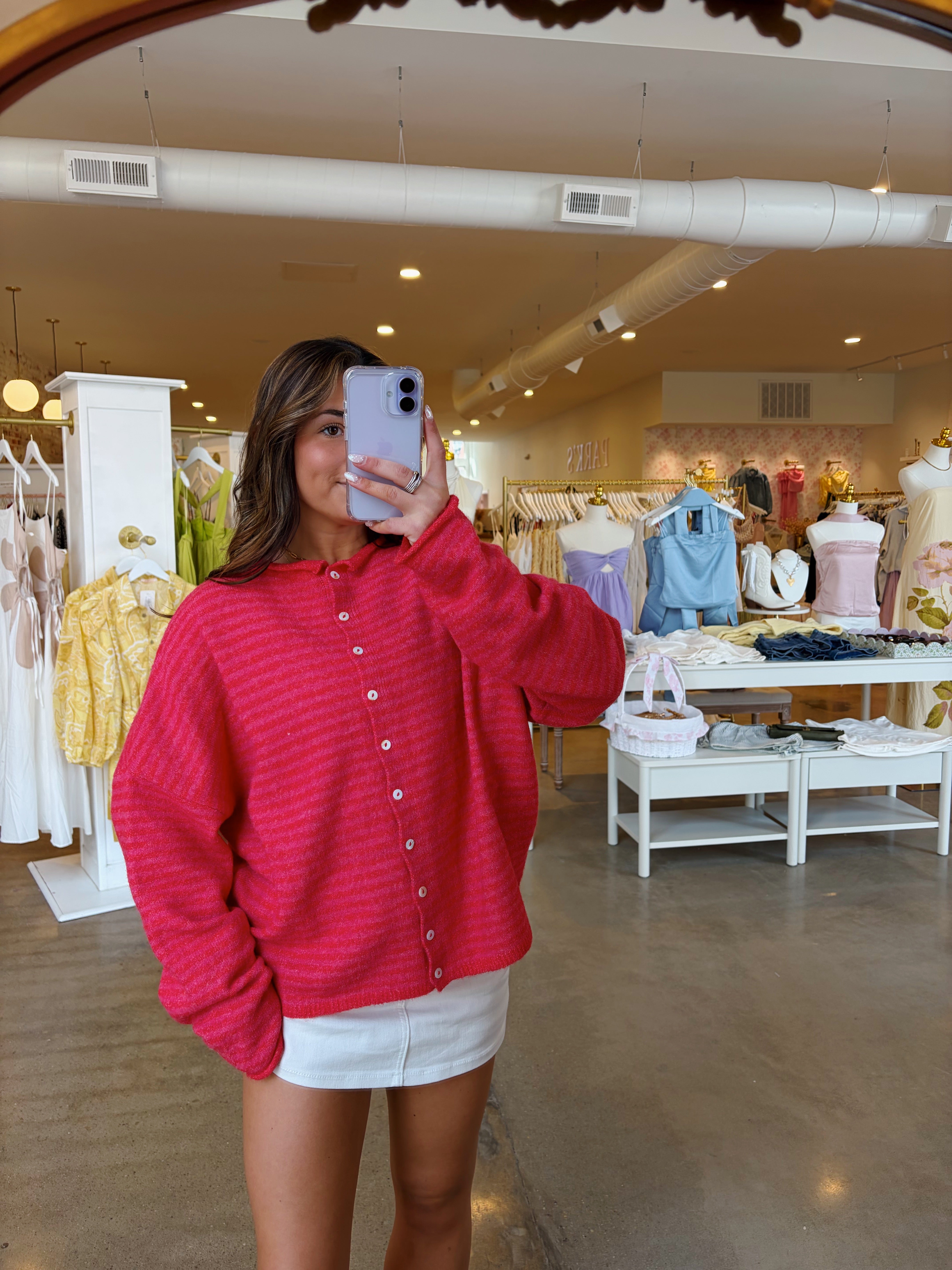 Kristin Knit Cardigan - Cherry Red