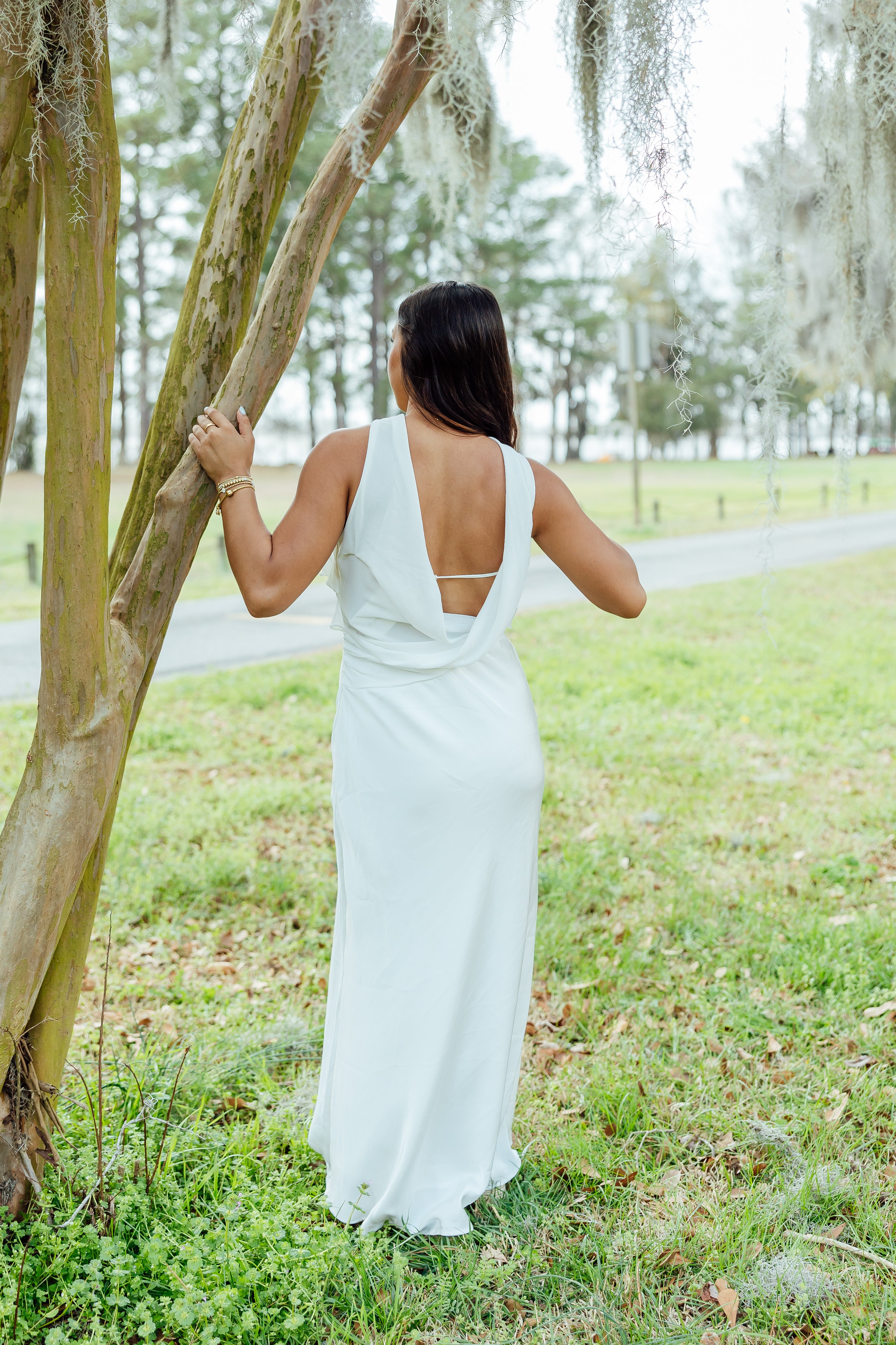 Special Occasion Satin Dress - White