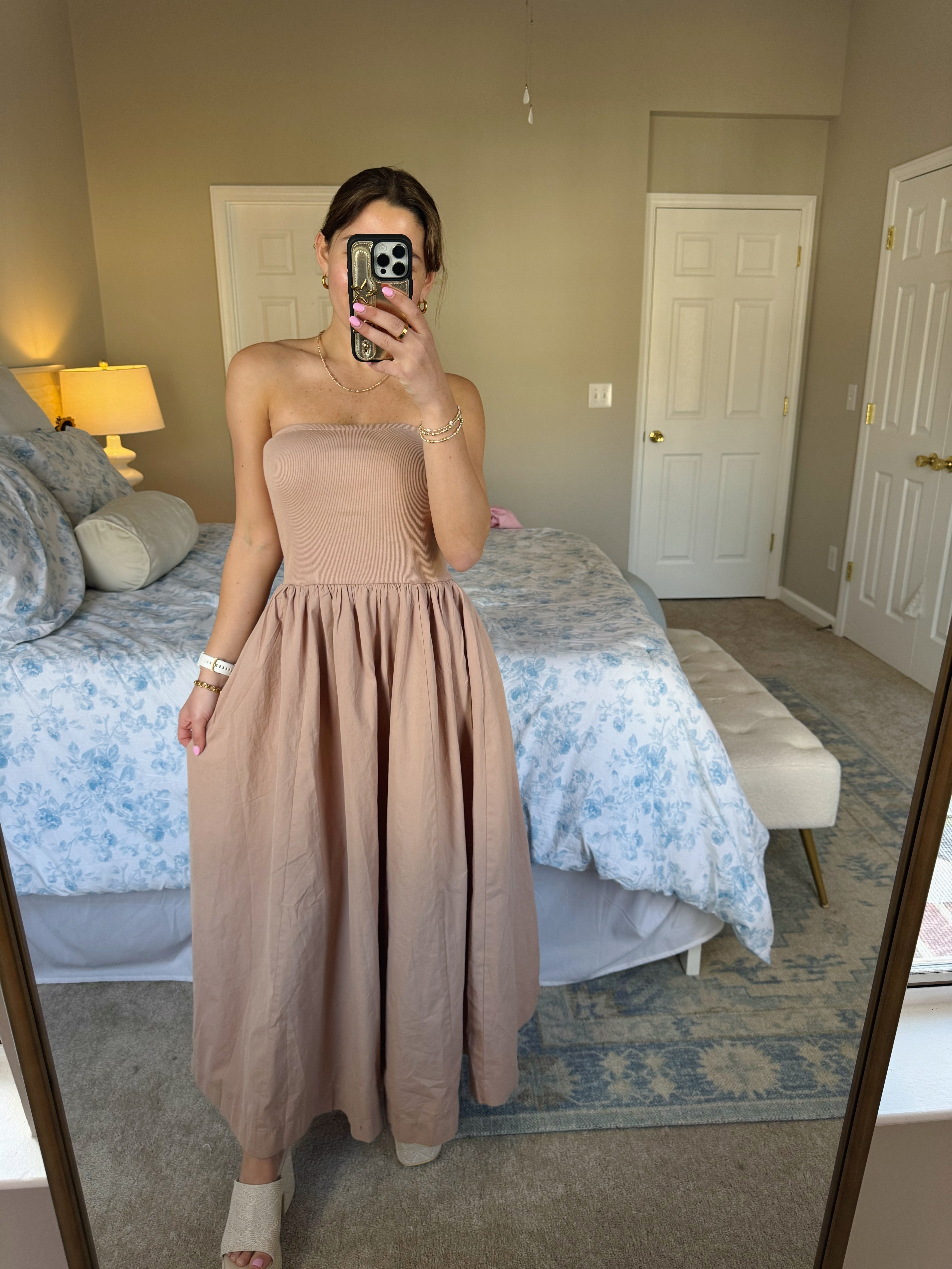 Up To Date Midi Dress - Tan