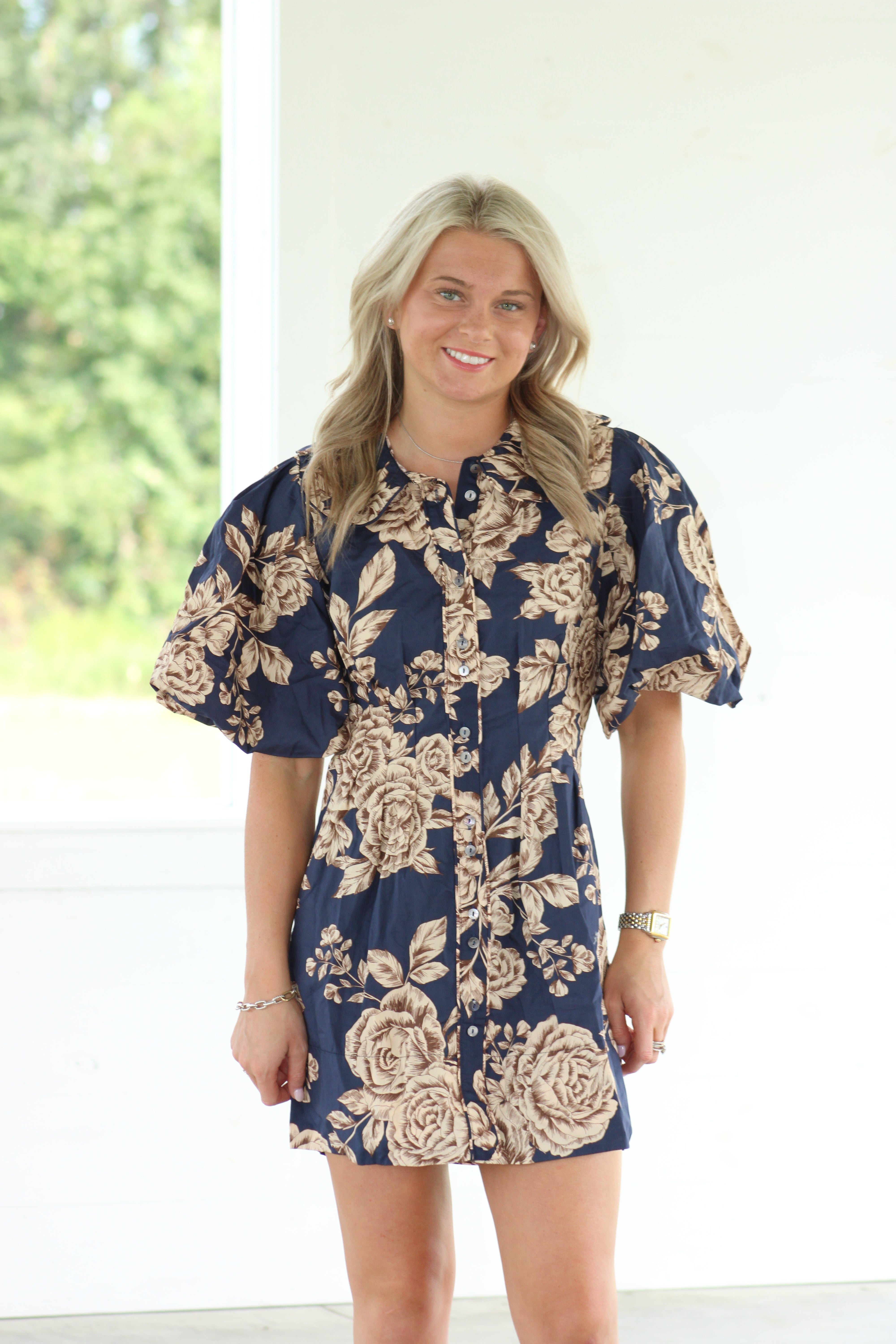 Fall Harvest Mini Dress - Navy
