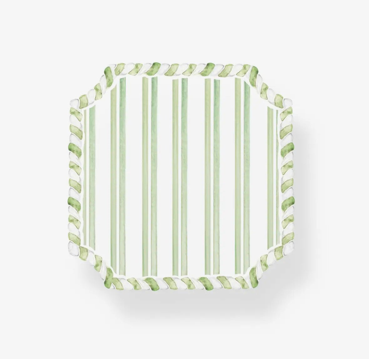 Acrylic Striped Coaster - Green & White (Set of 2)