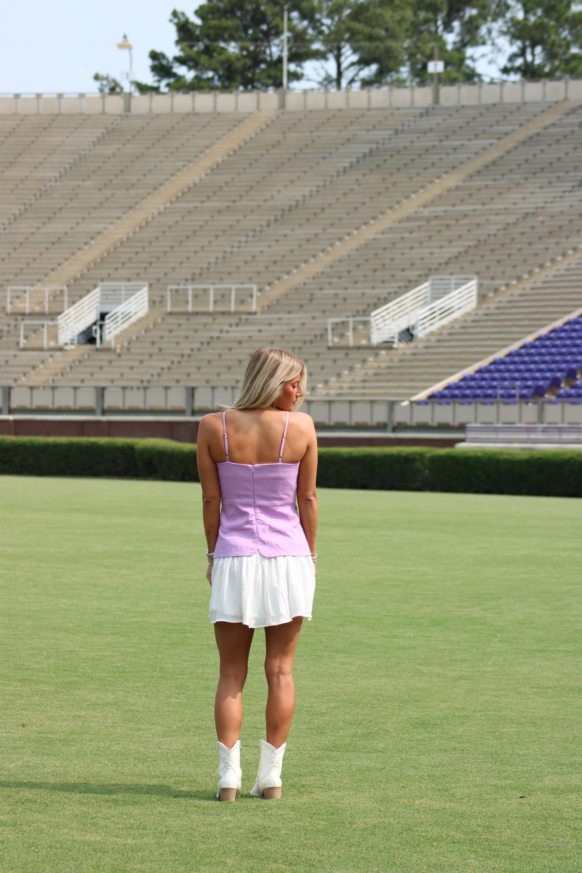 Girls On Gameday Dropwaist Mini Dress - Lavender/White