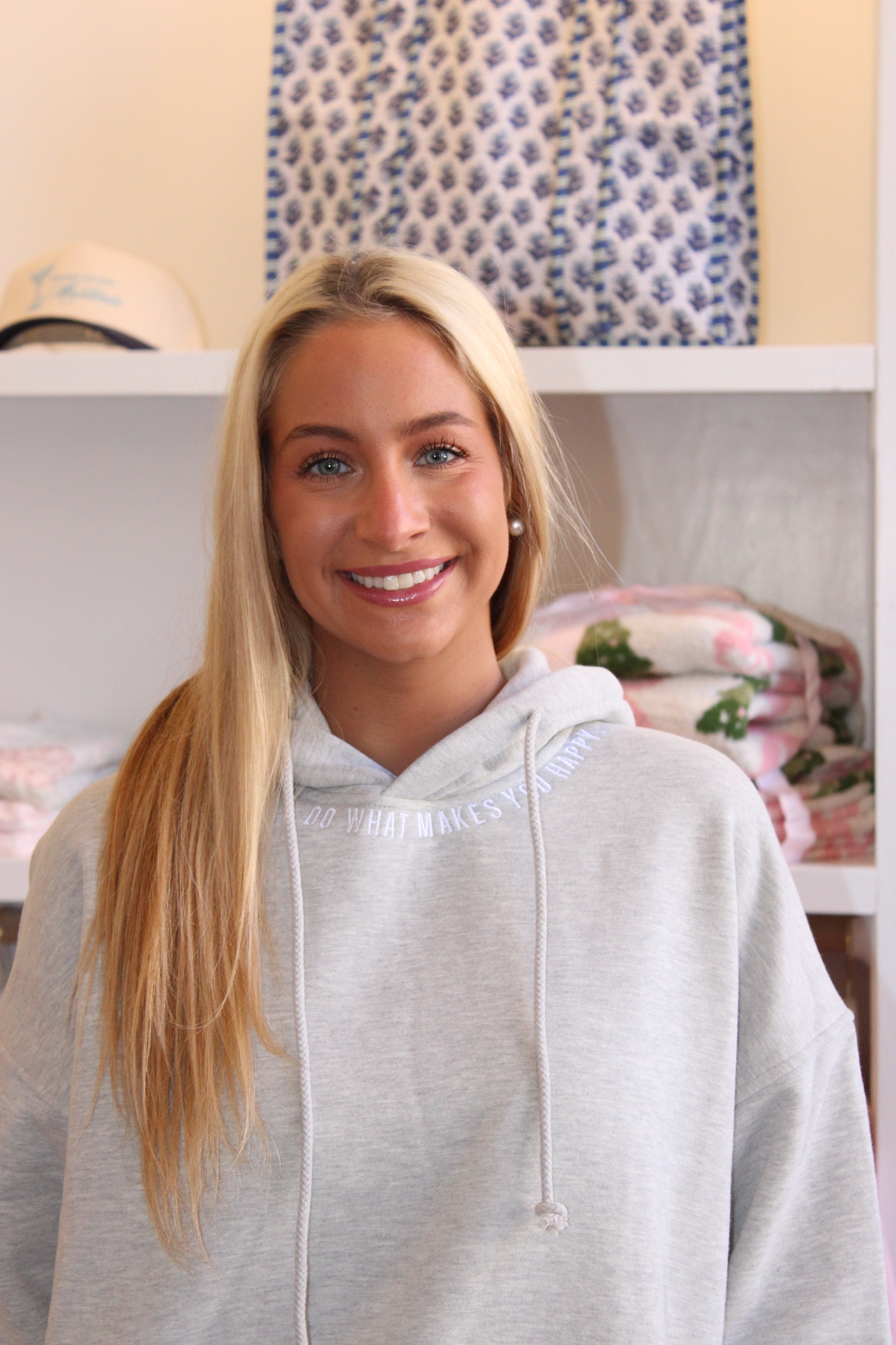 Do What Makes You Happy Embroidered Hoodie - Grey