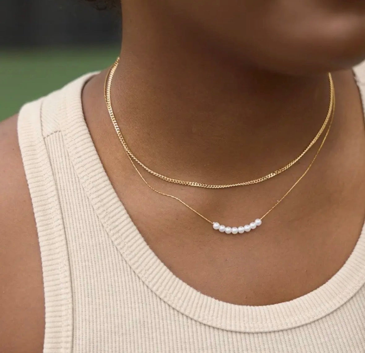 Nina Dainty Pearl Necklace - Gold