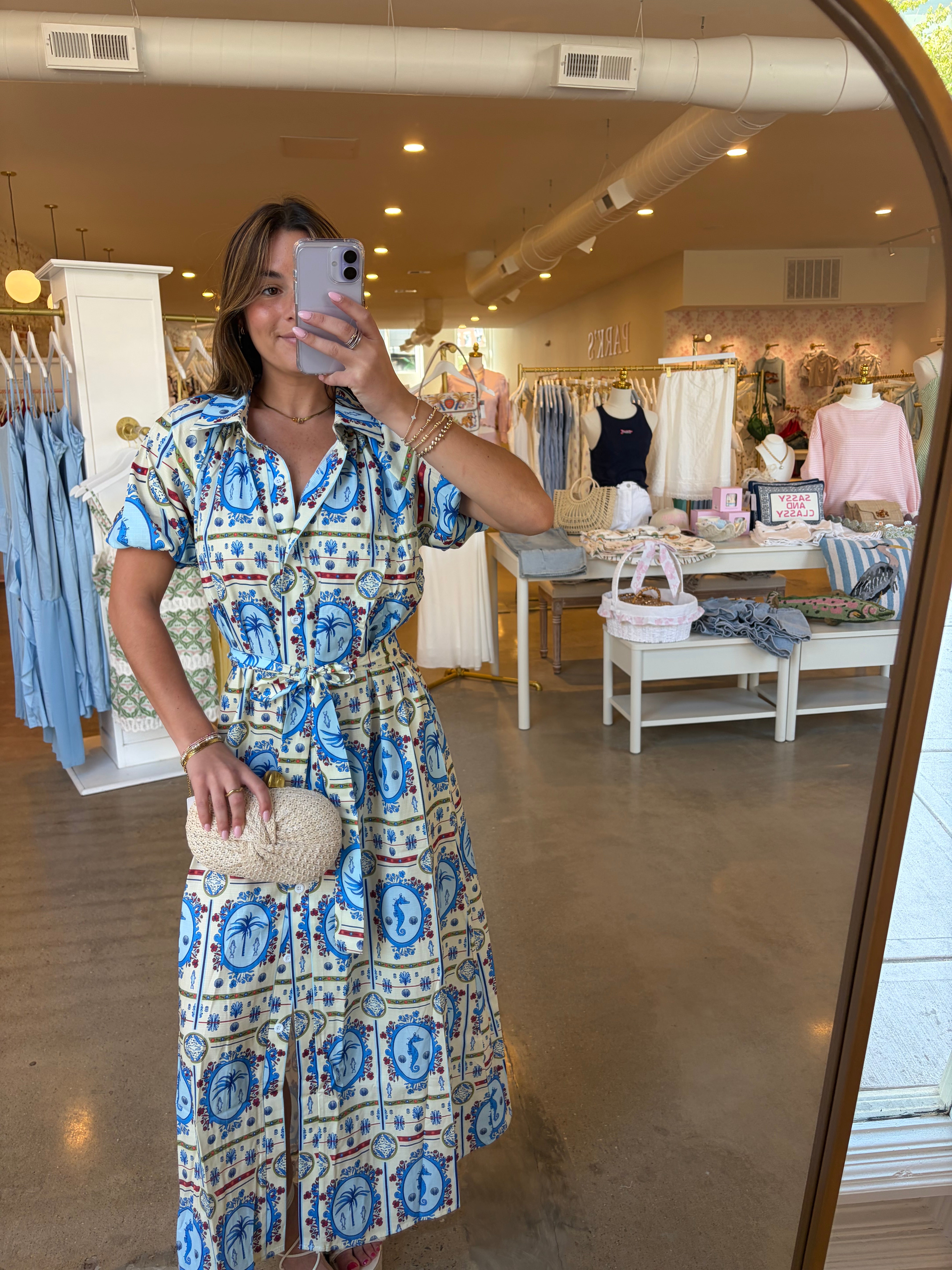 St. Lucia Printed Midi Dress - Blue