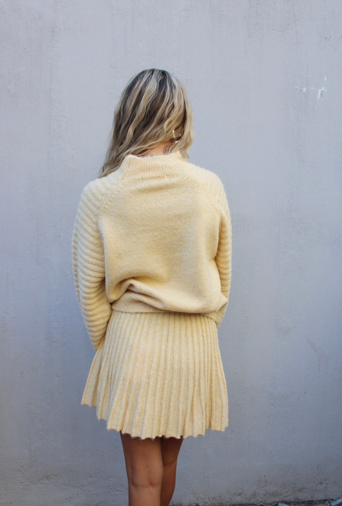 Gabrielle Pleated Knit Skirt - Yellow