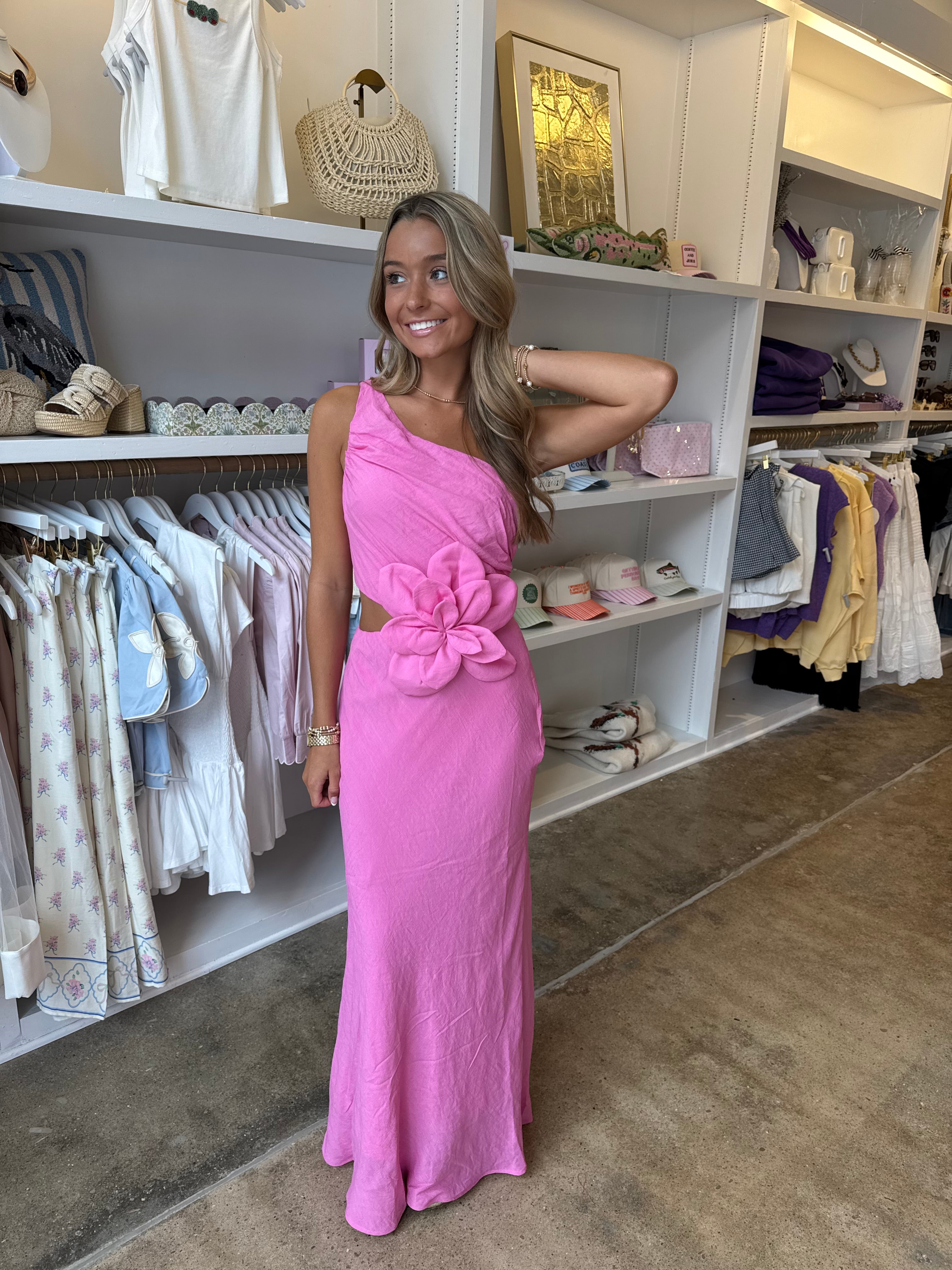 Malibu Cut Out Midi Dress - Hot Pink