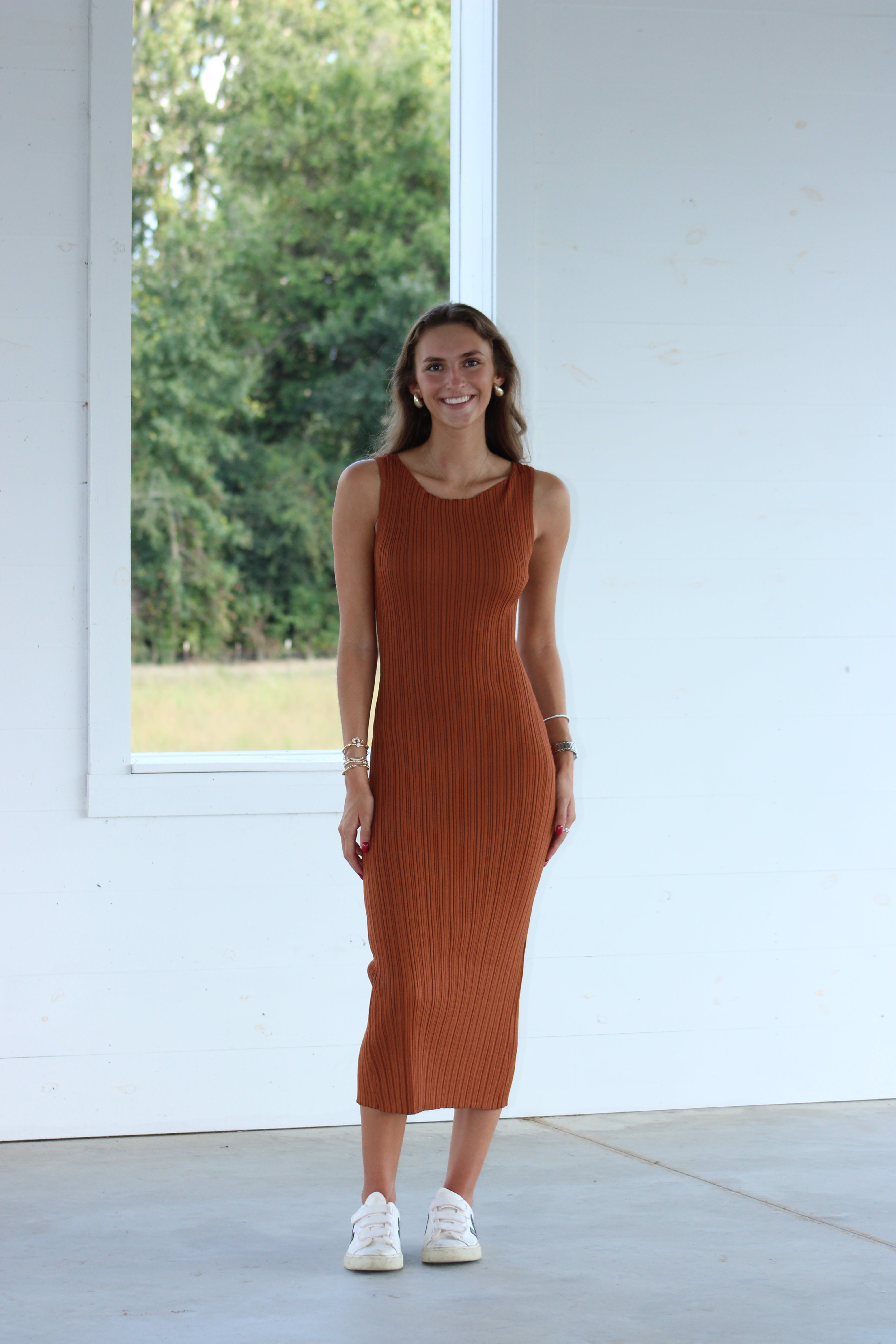 Maddi Midi Dress - Rust
