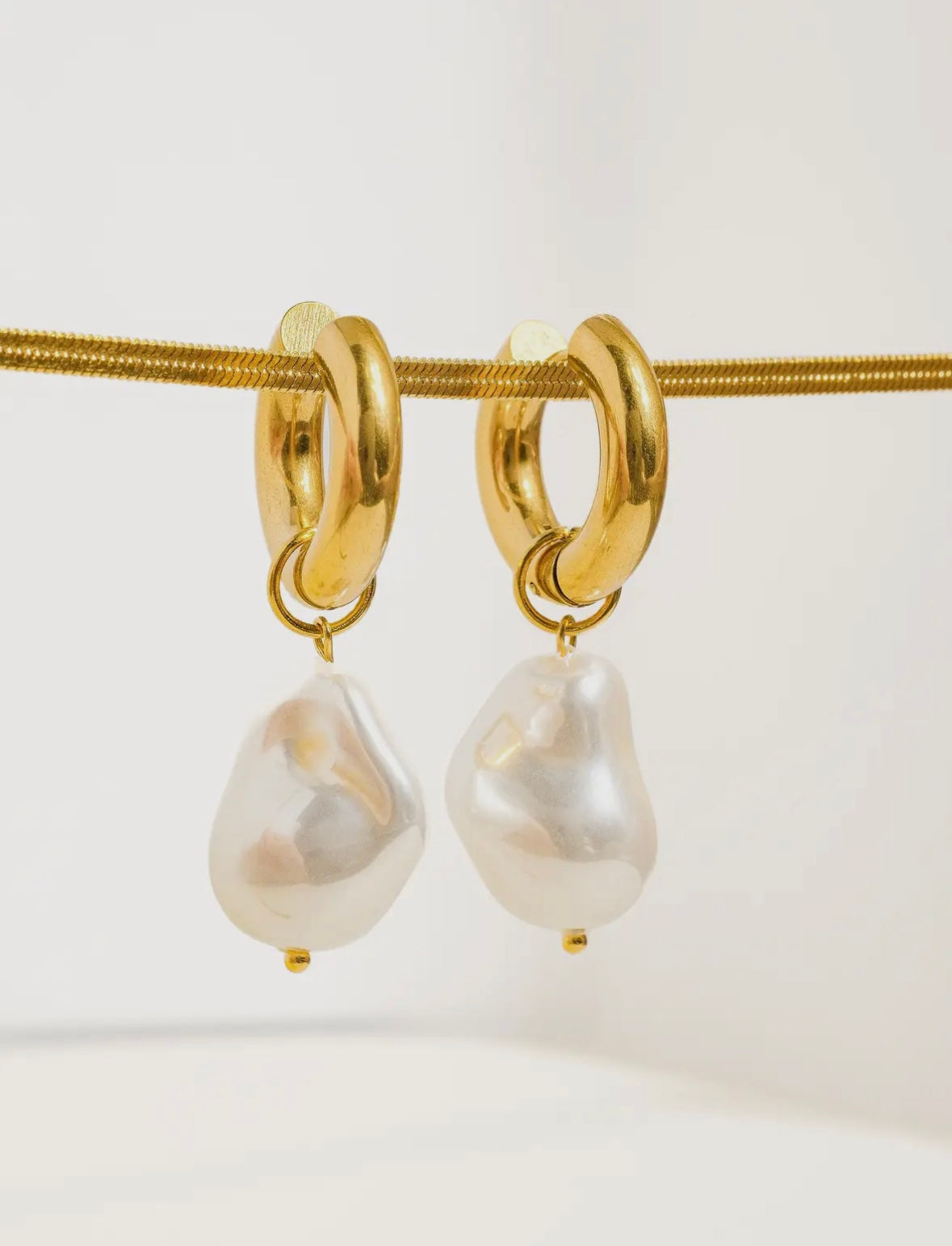 Oceana Gold Statement Large Pearl Earrings