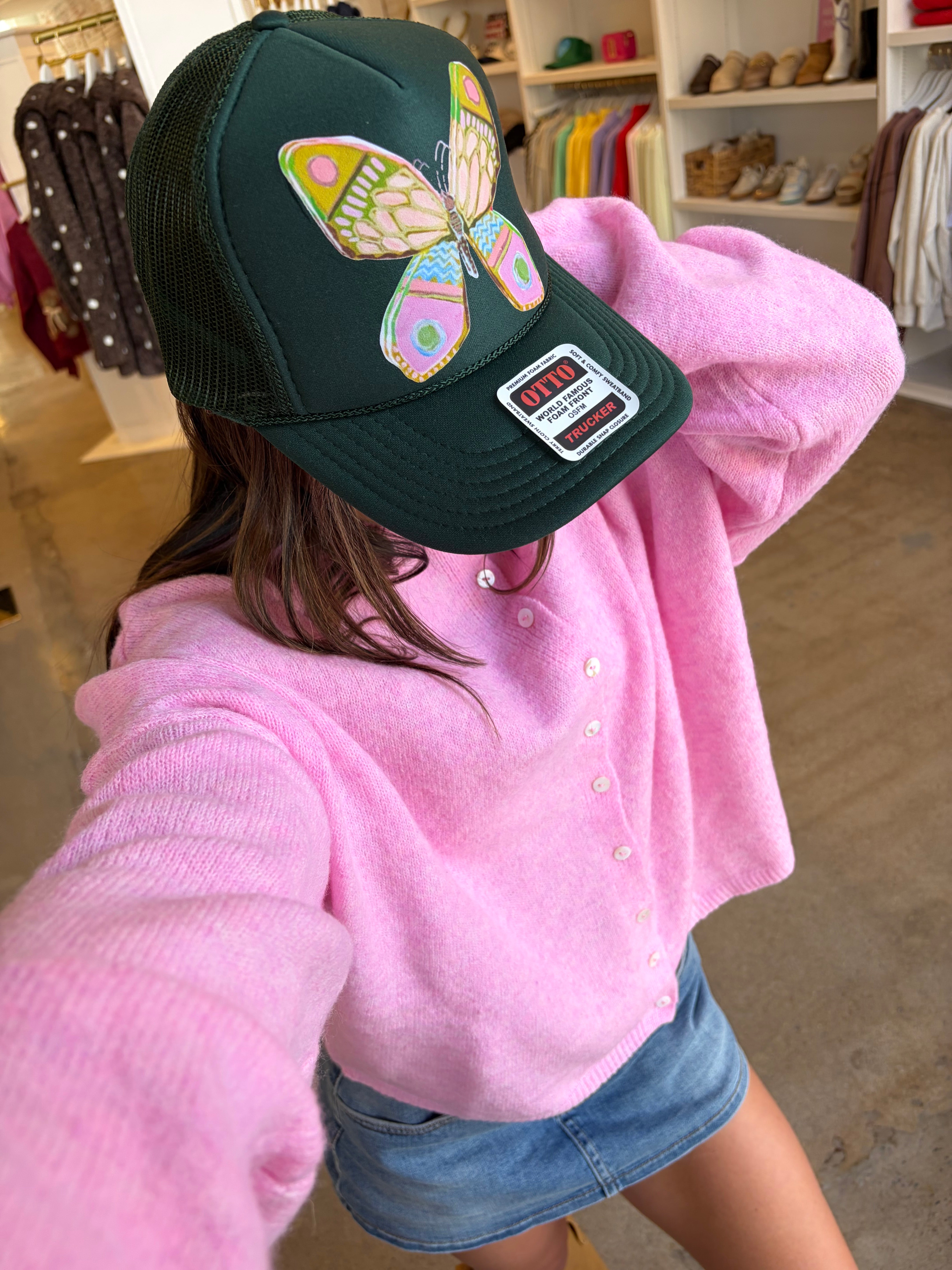 Butterfly Trucker Hat - Green