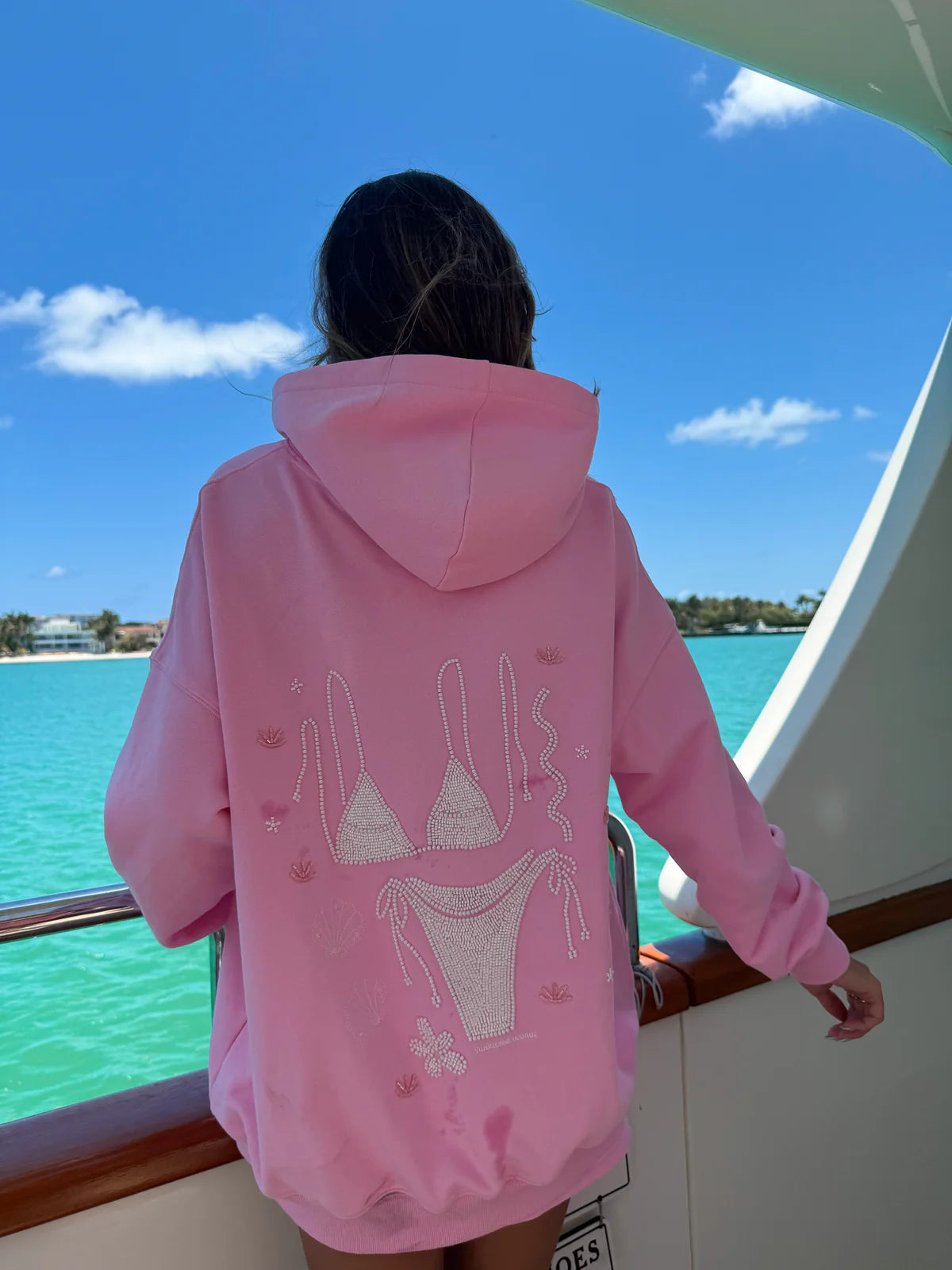 Lottie Pink Bikini Beaded Ocean Oversized Hoodie