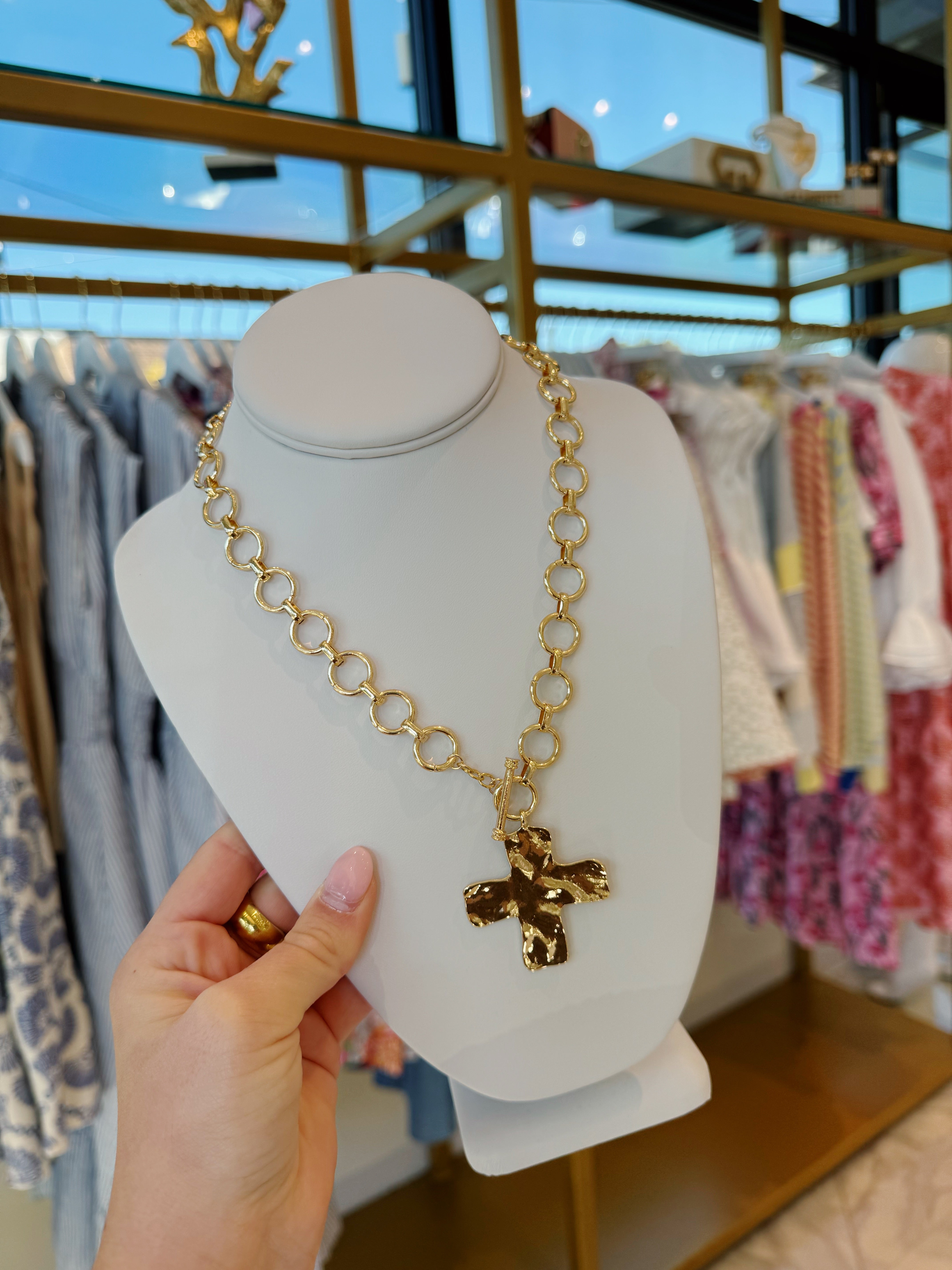 Vintage Cross Necklace - Gold