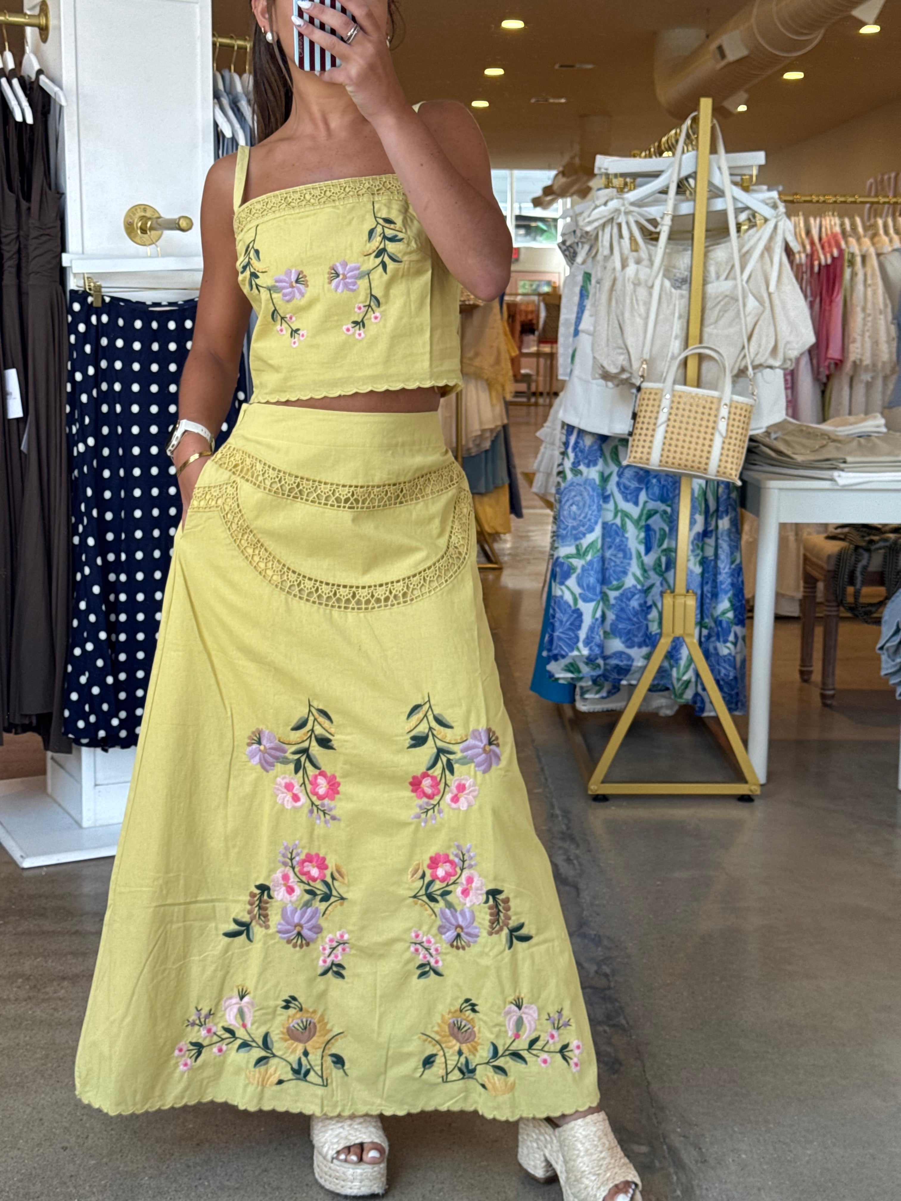 Siena Top & Maxi Skirt Set - Yellow Iris