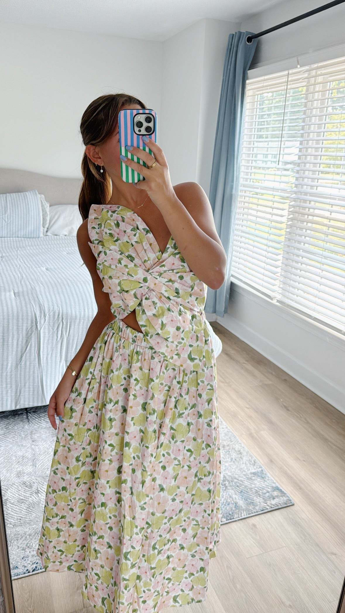 Gracie Midi Dress - Pink & Green Floral