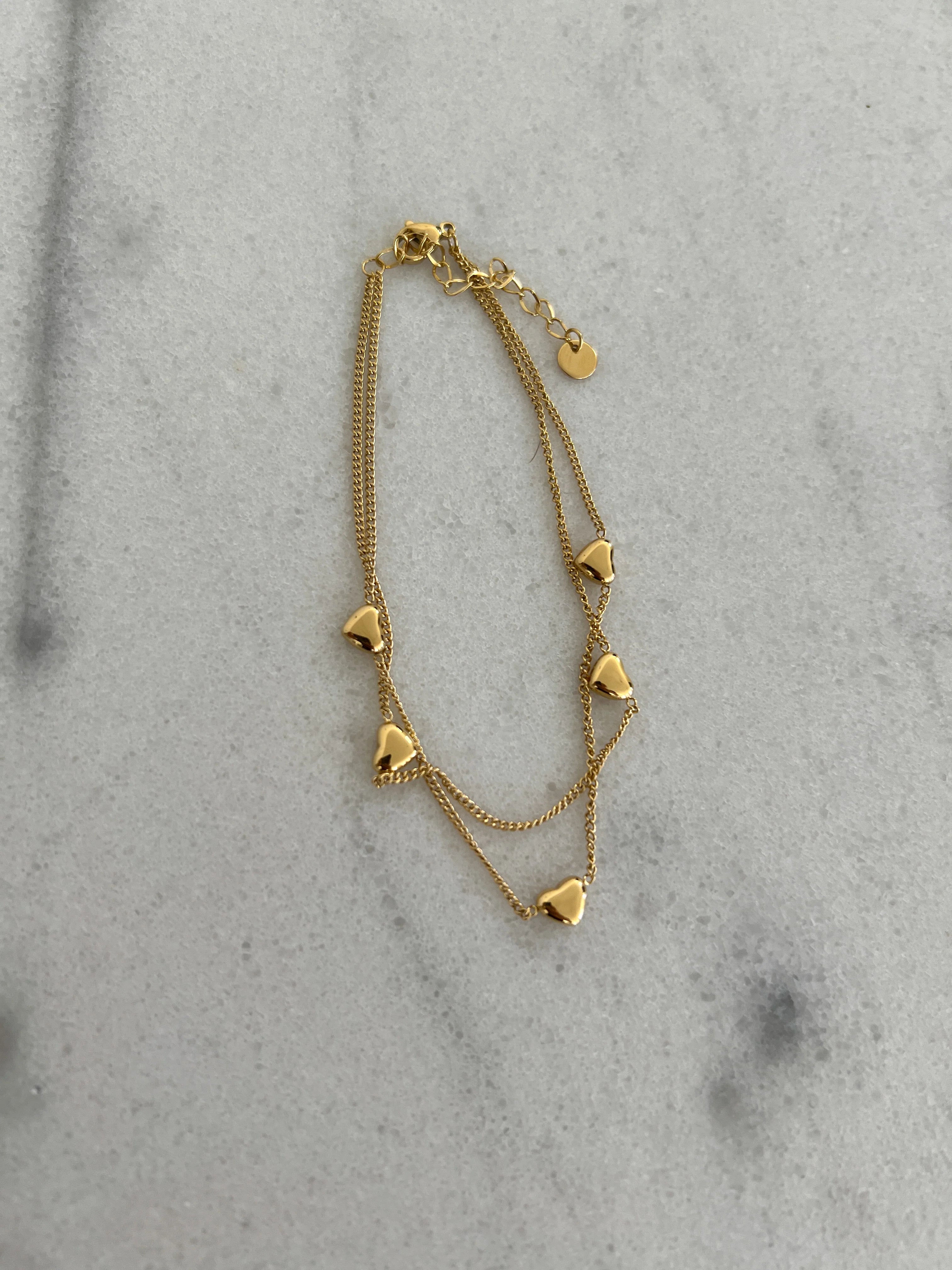 Multi Heart Bracelet/Anklet - Gold