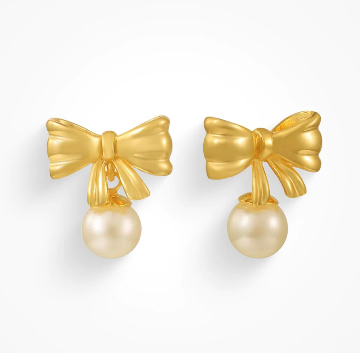 Bow & Pearl Studs - Water Resistant