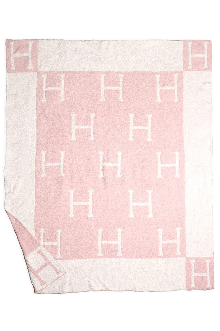 Fluffy H Blanket - Light Pink