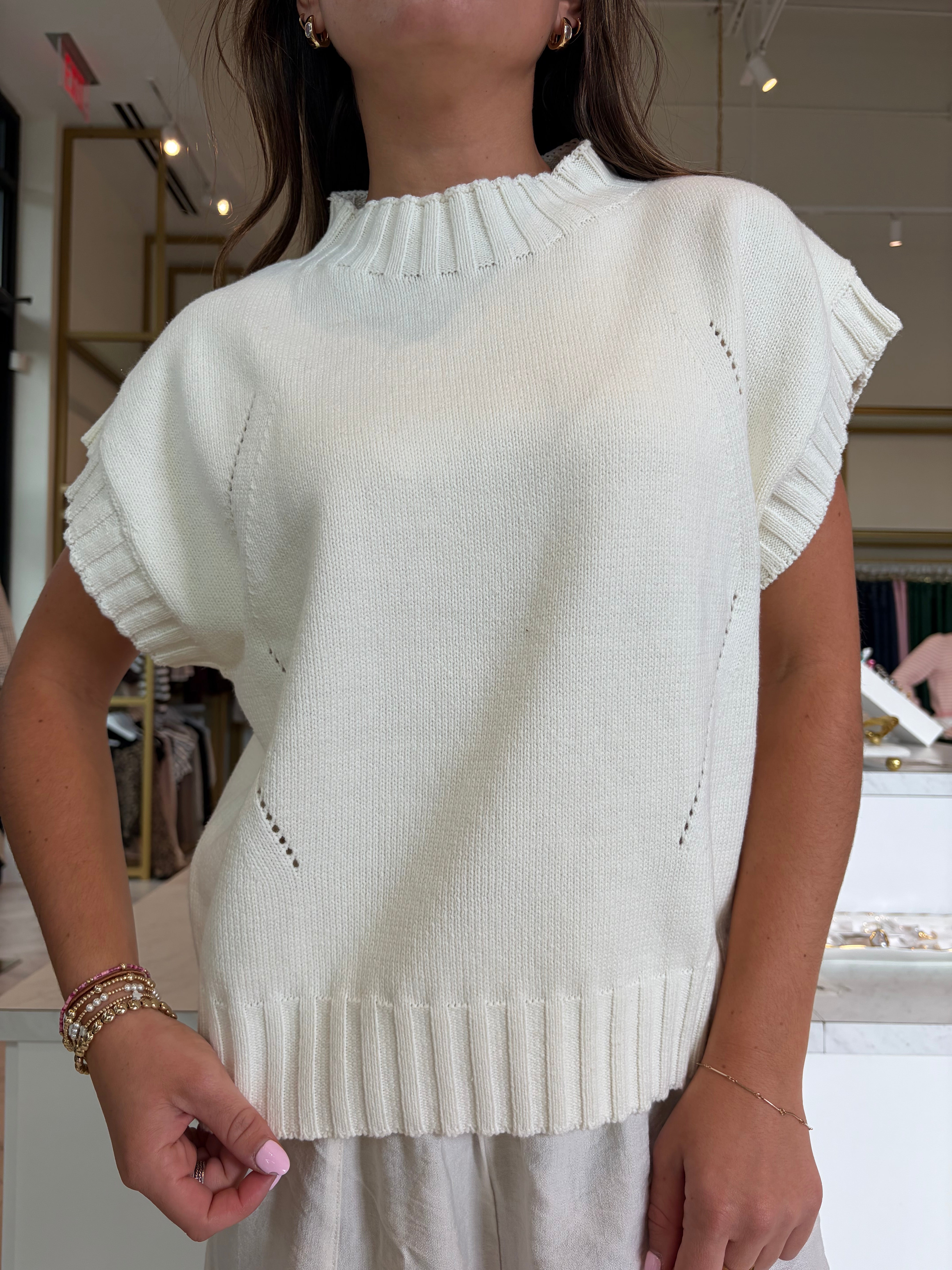 Cross Paths Knit Top - White