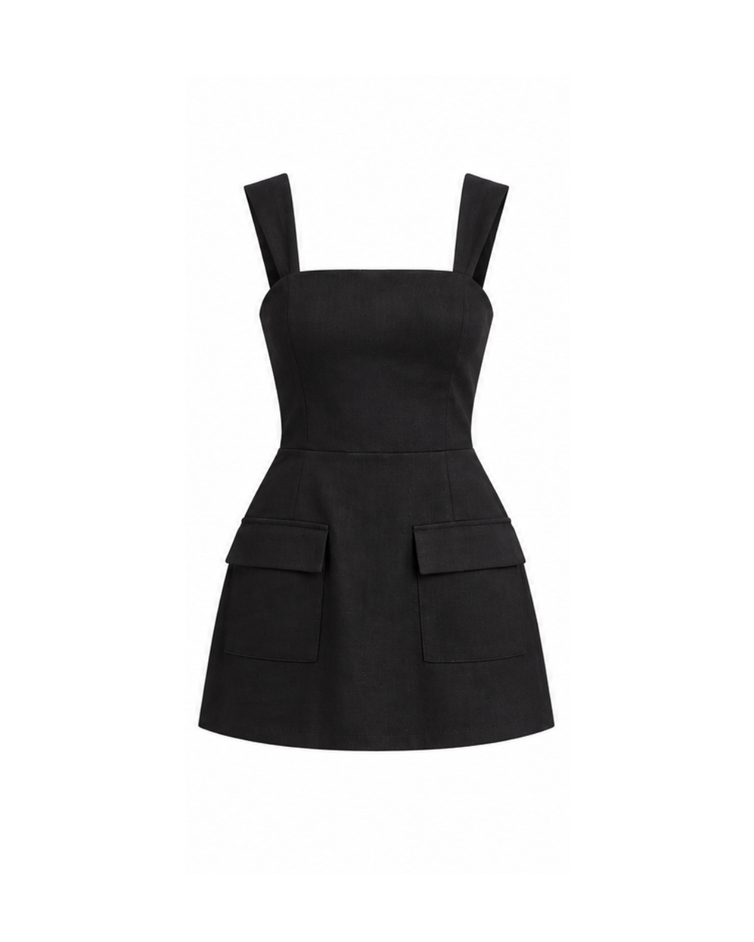 Robin Front Pocket Mini Dress - Black