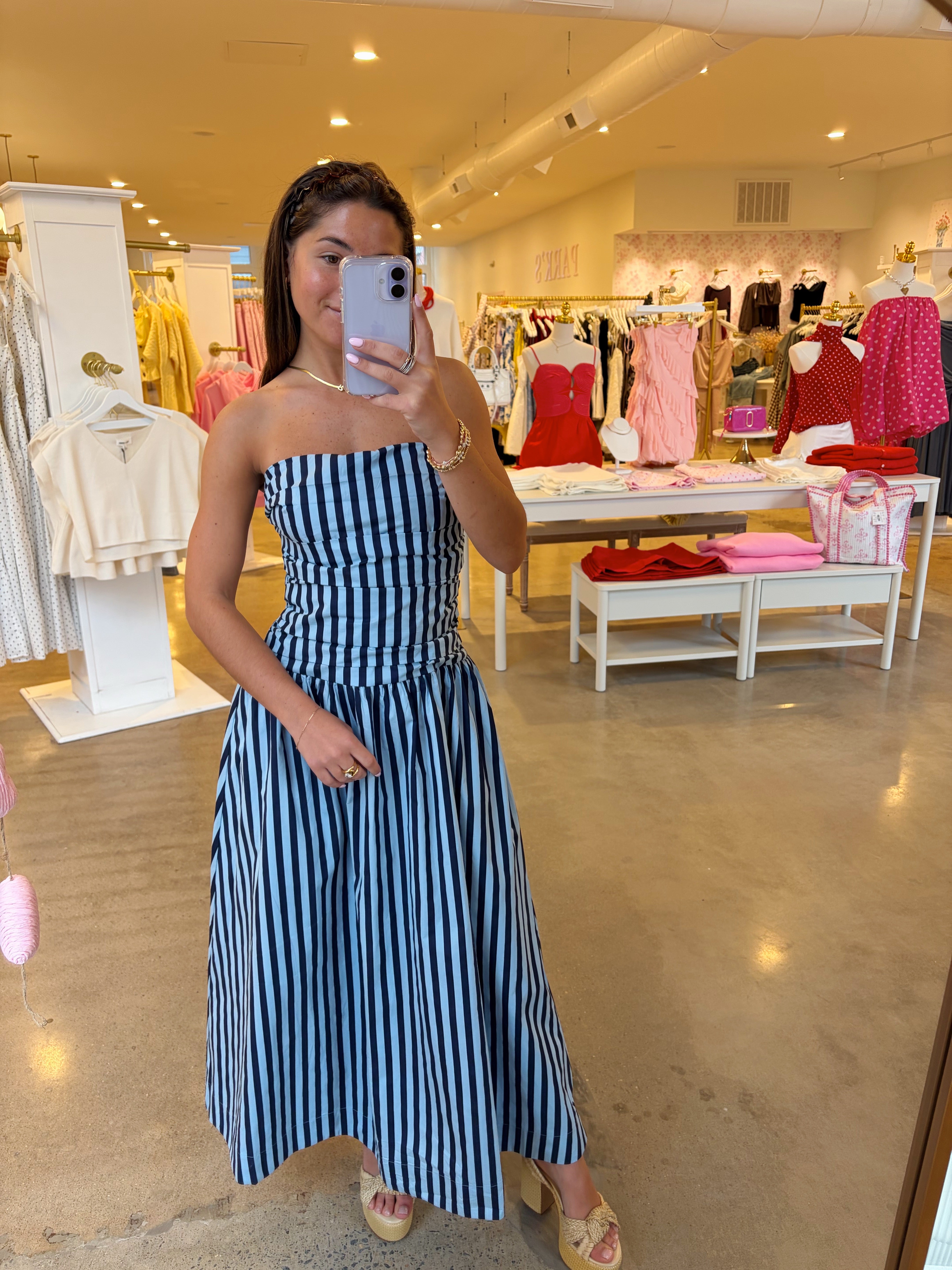 Juliette Midi Dress - Navy & Blue