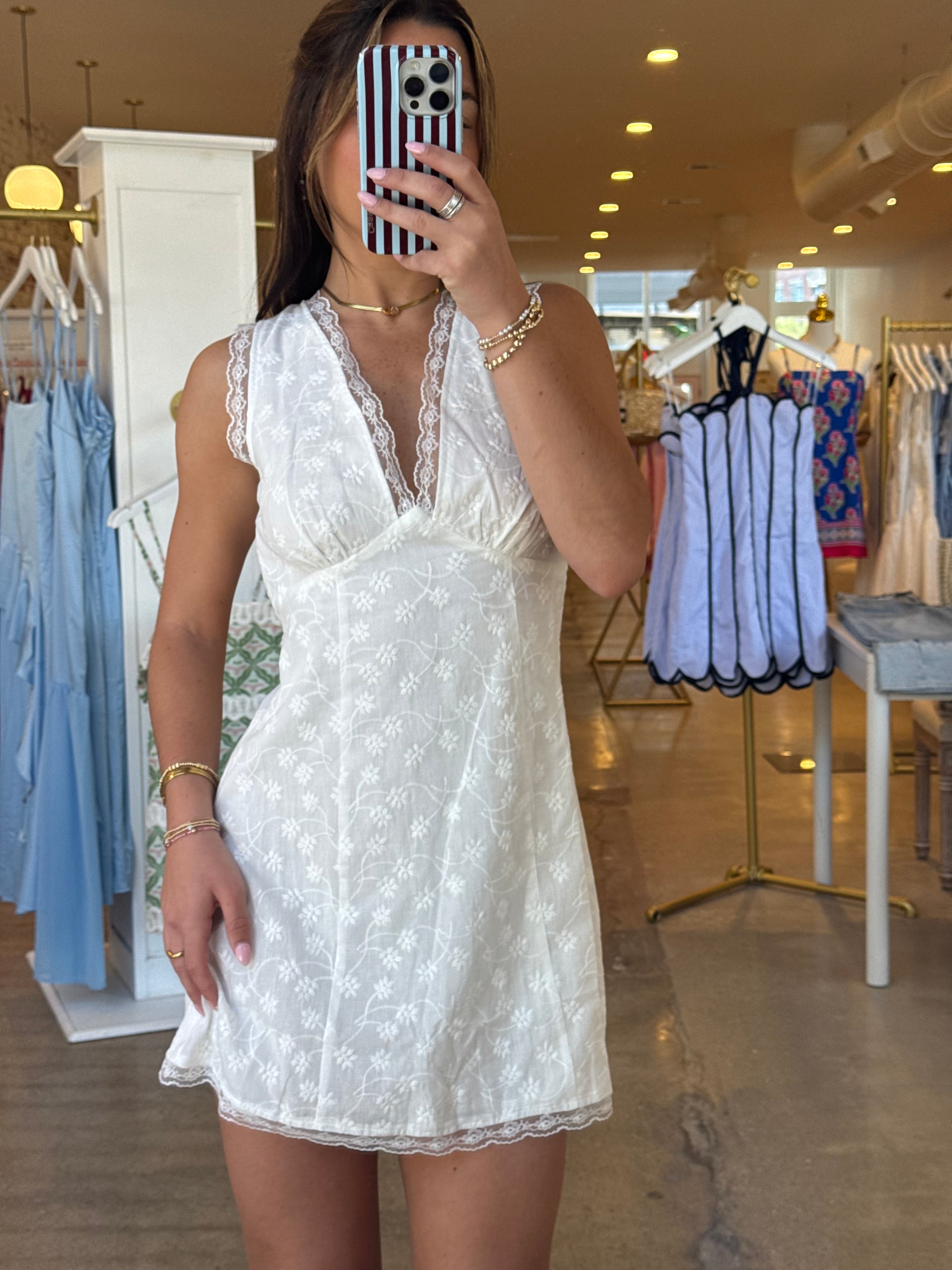 Table For Two Eyelet Mini Dress - White