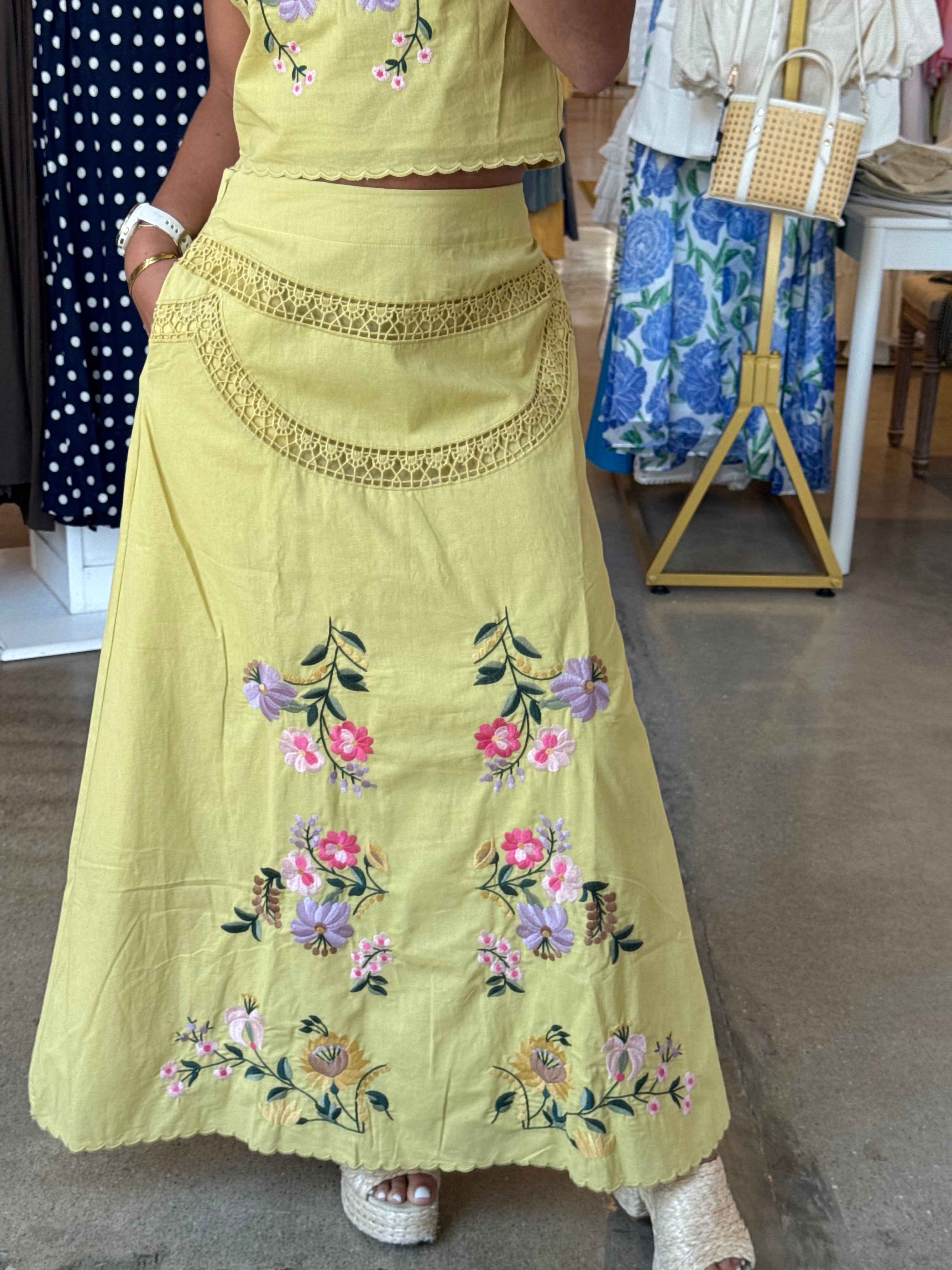 Siena Top & Maxi Skirt Set - Yellow Iris