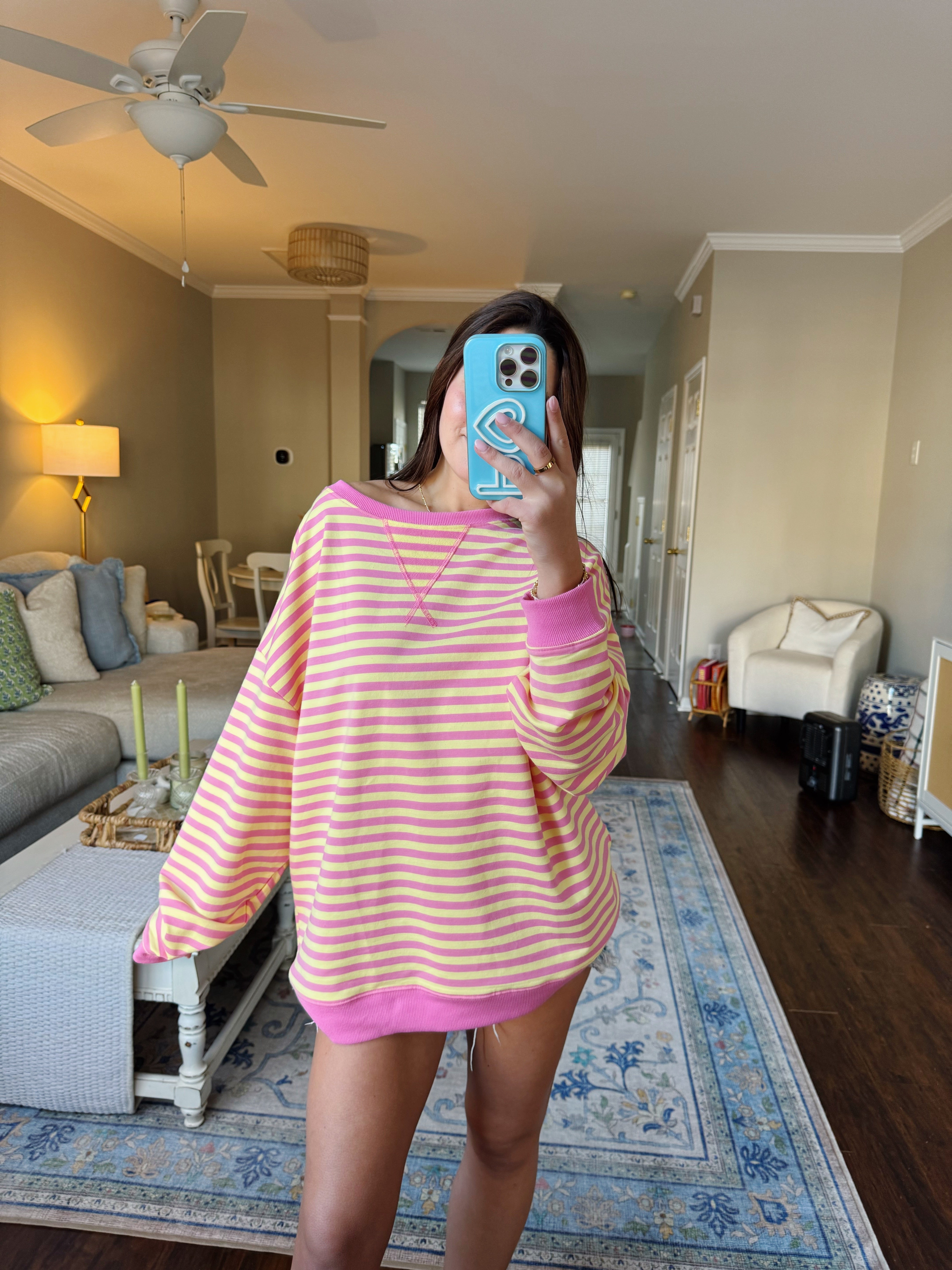 Cuddled Up Oversized Crewneck - Pink Lemonade