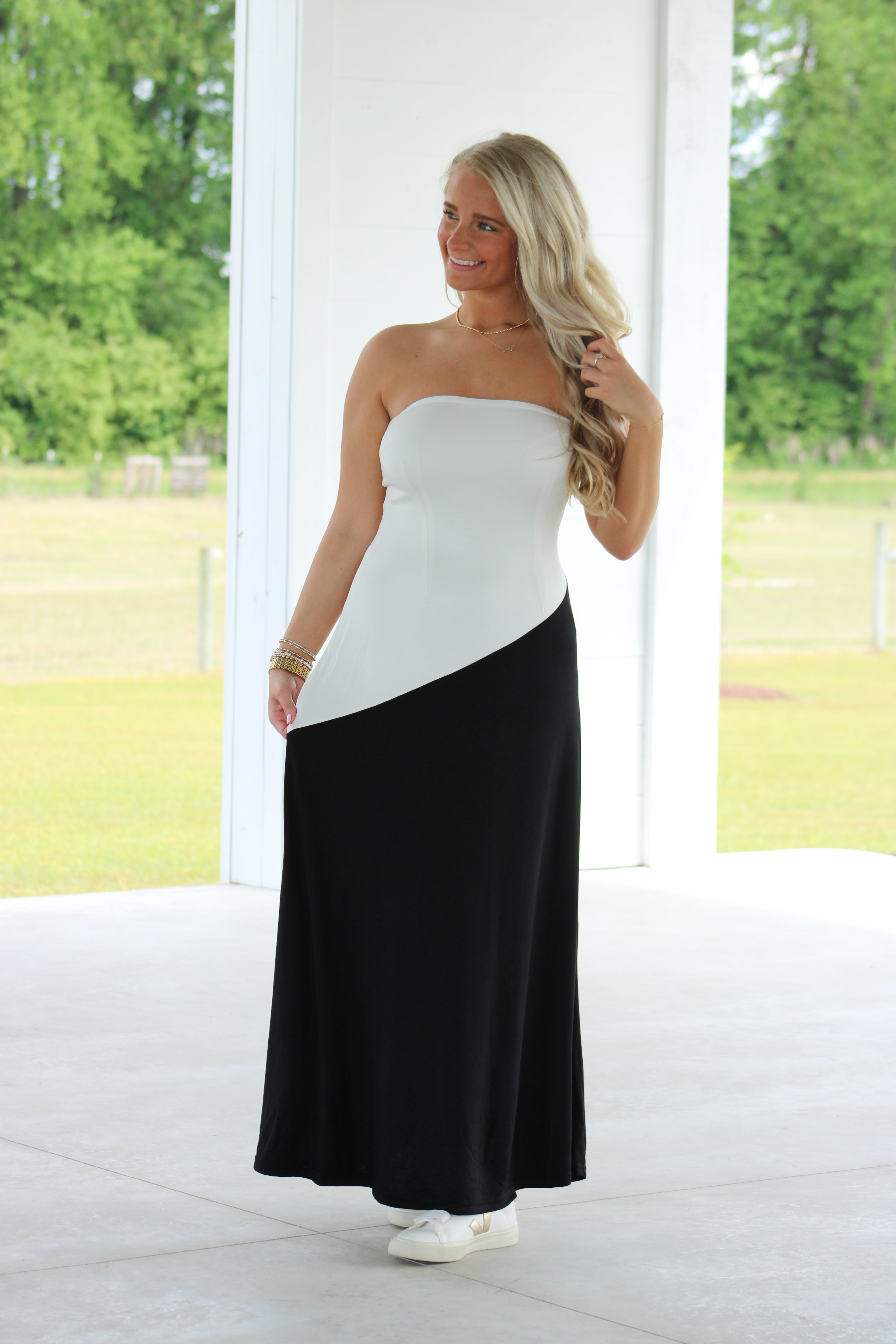 My Moment Tube Maxi Dress - White & Black
