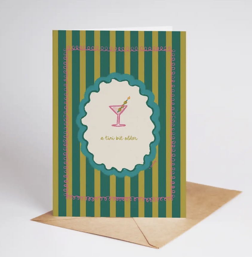 A Tini Bit Older Martini and Olives Birthday Greeting Card