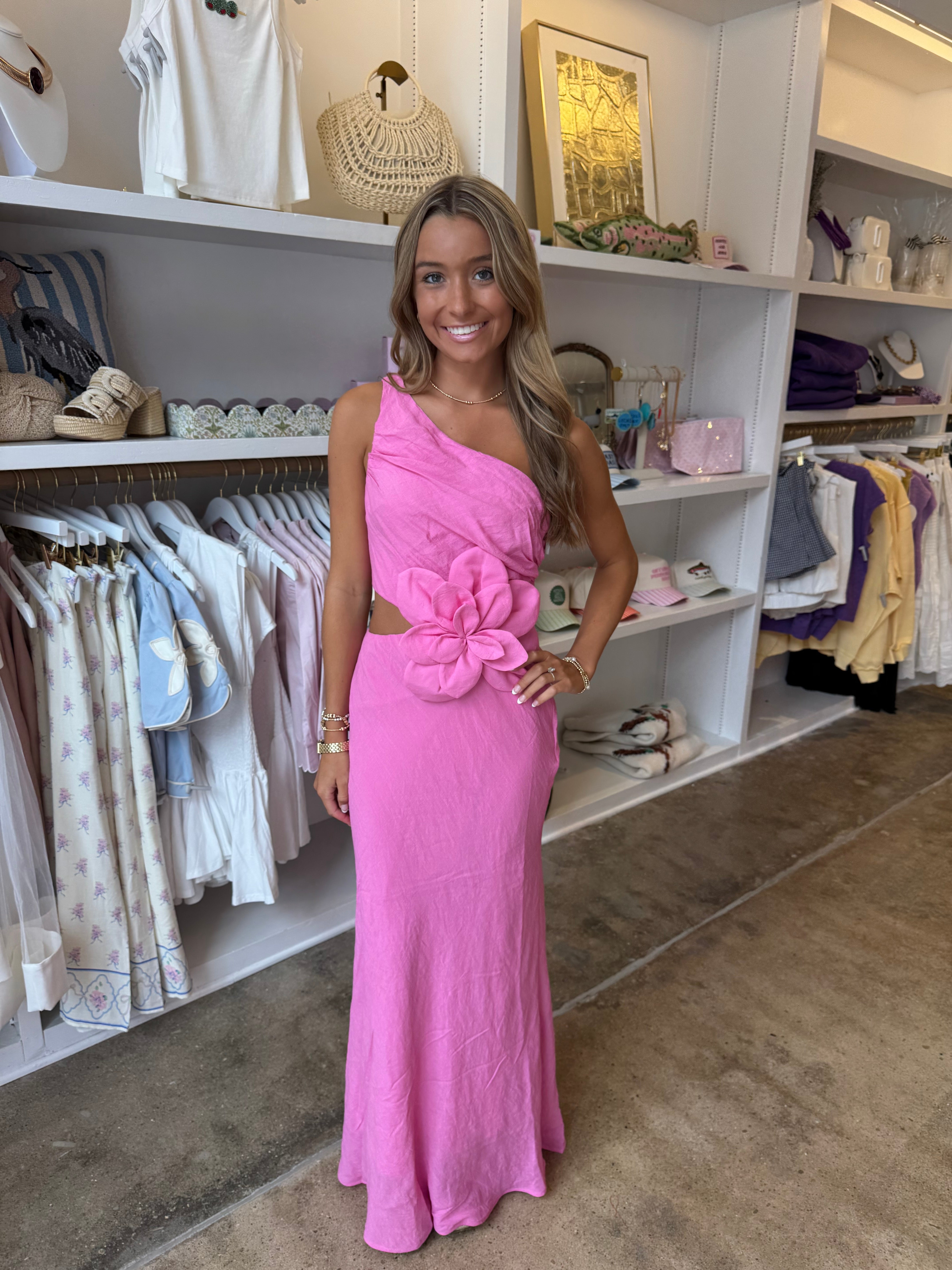 Malibu Cut Out Midi Dress - Hot Pink