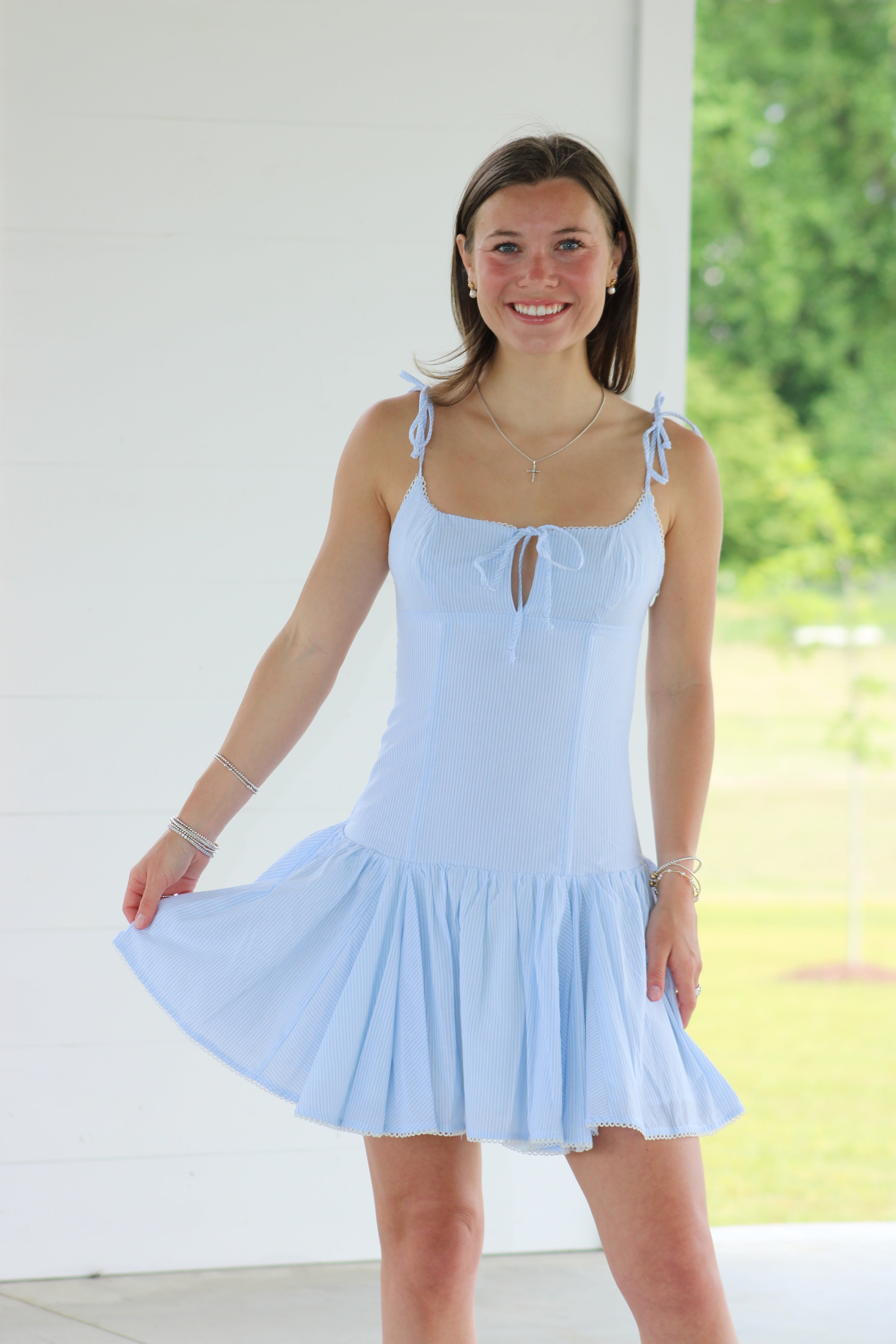 Girls Brunch Mini Dress - Light Blue