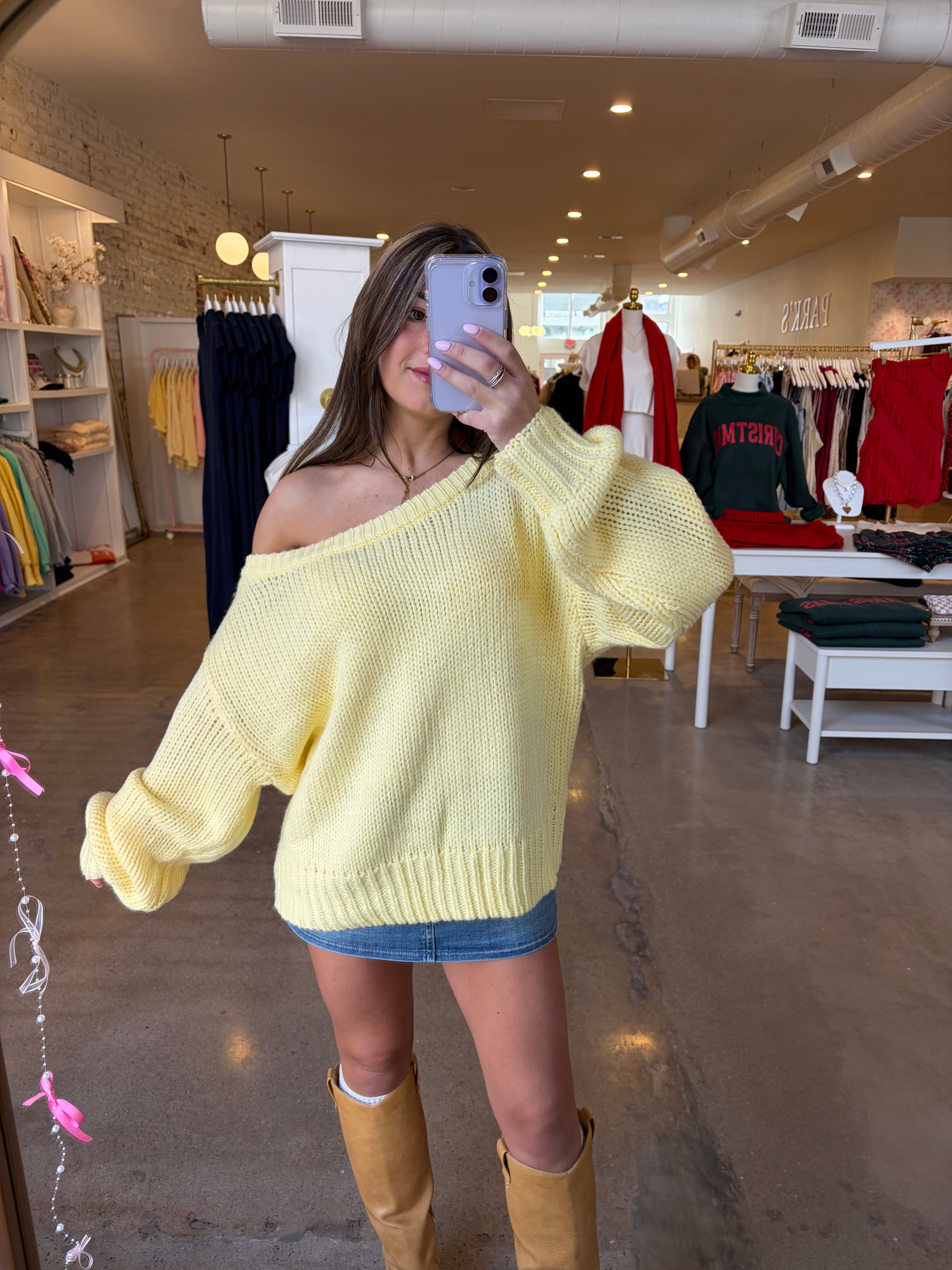 Rory Oversized Off The Shoulder Sweater - Butter