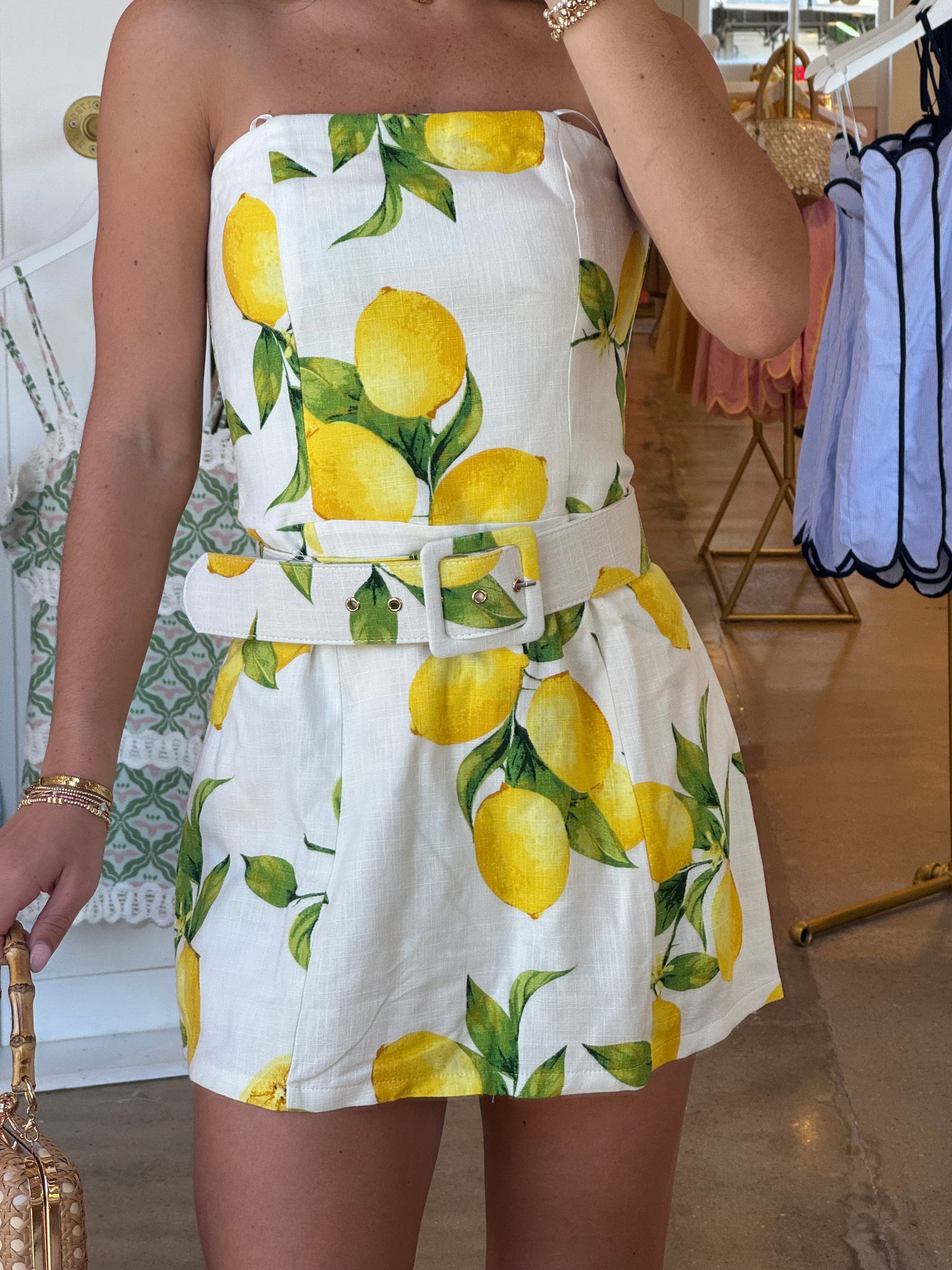 Fresh Squeeze Linen Mini Dress - Refreshing Lemons