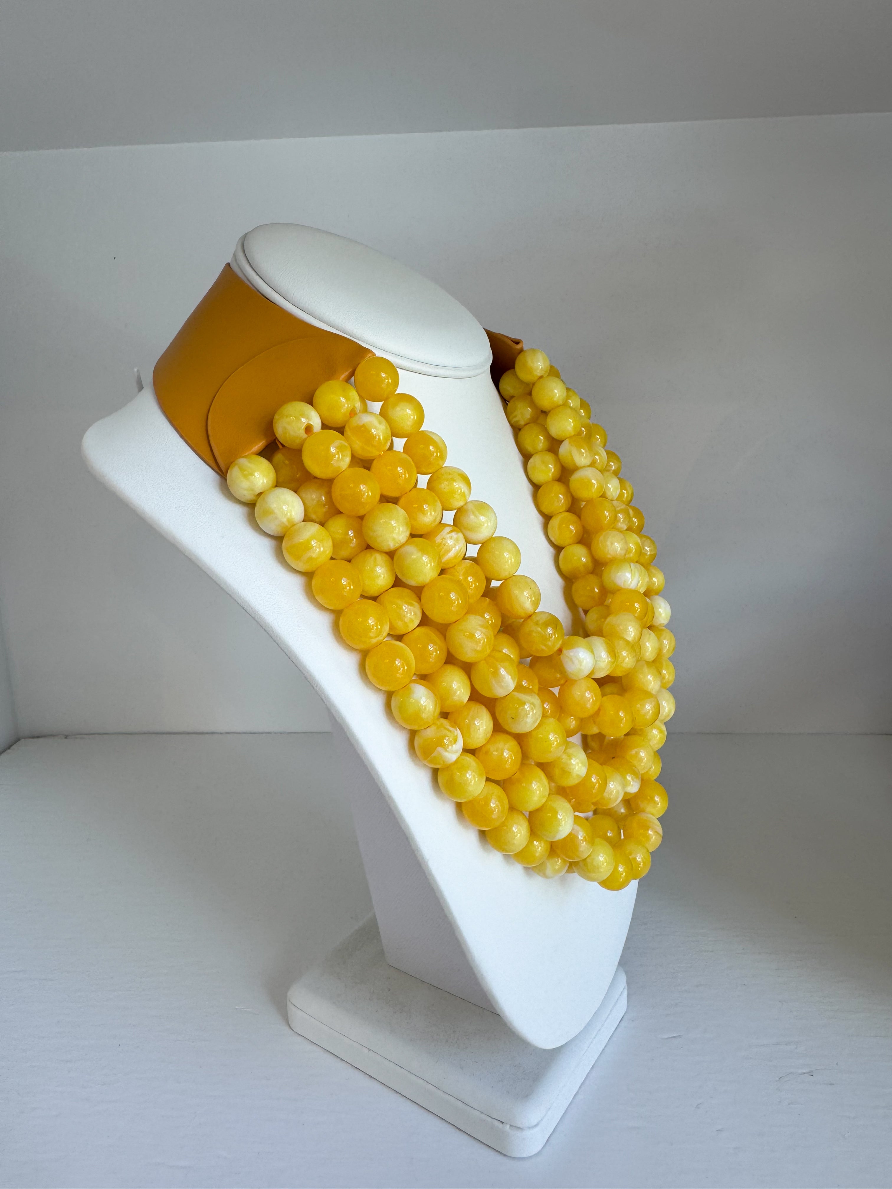 Layered Bead Necklace with Magnetic Clasp - Gold/Yellow