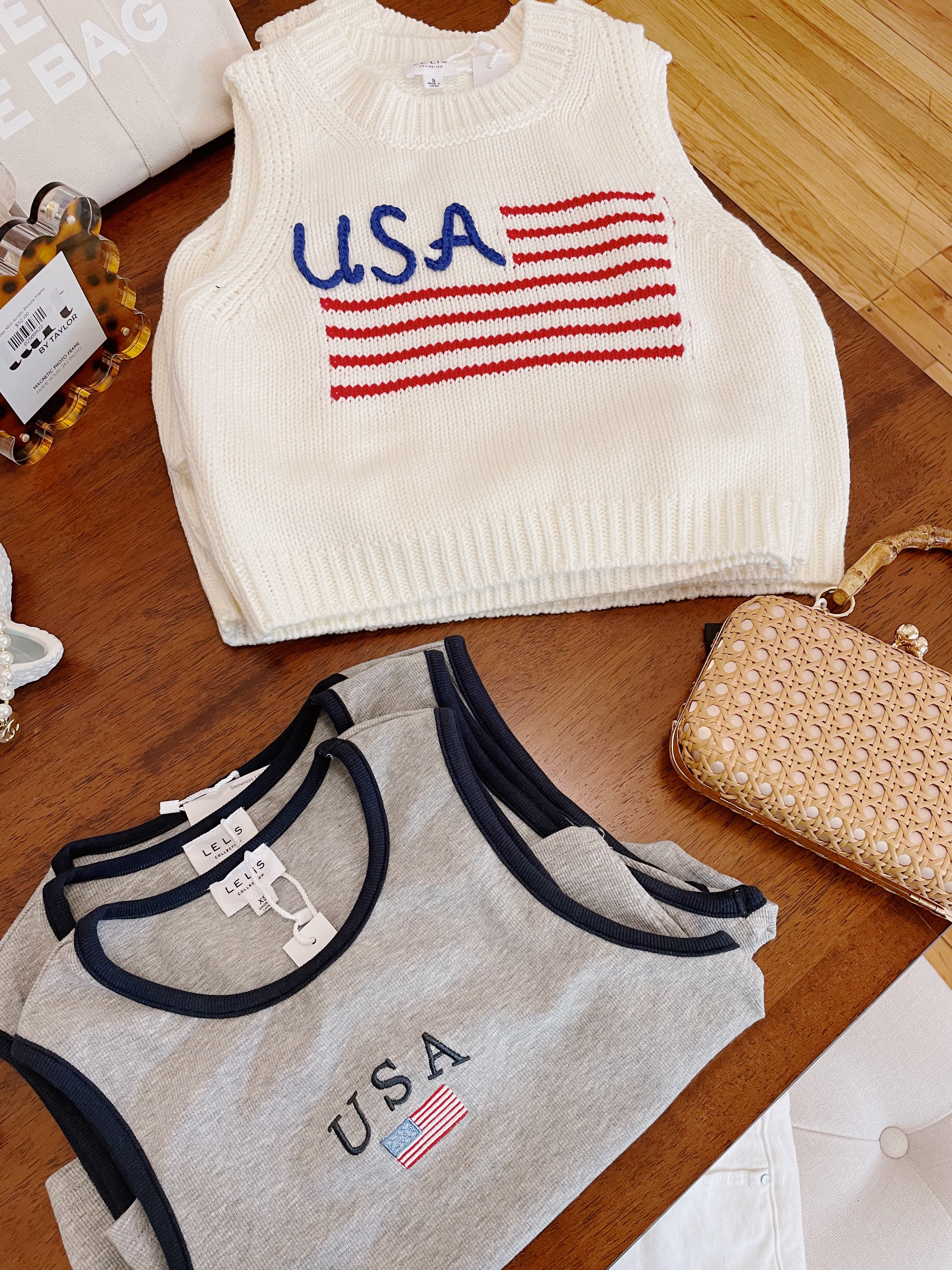 USA Knit Tank Top - White