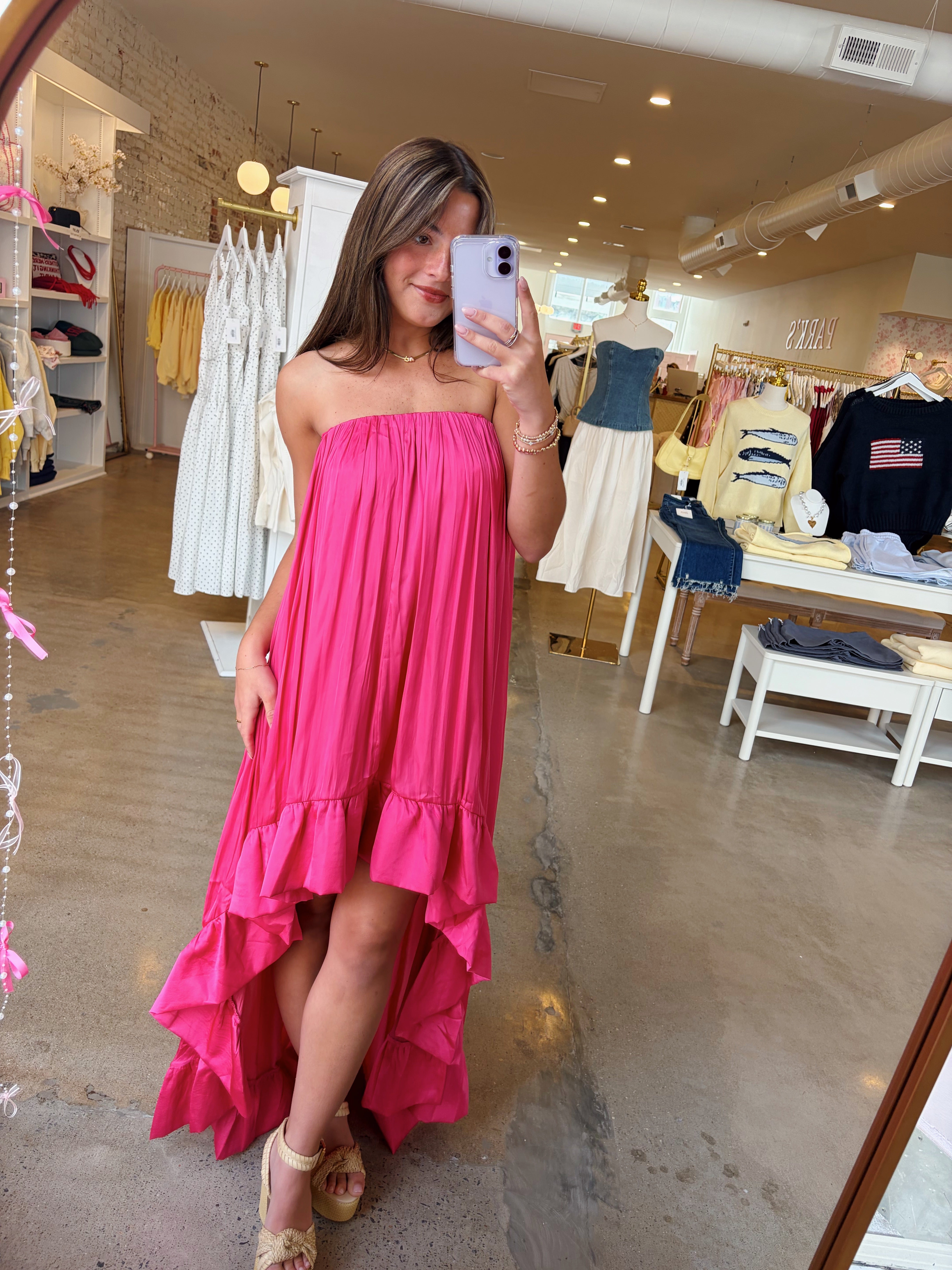 Valerie High Low Dress - Hot Pink