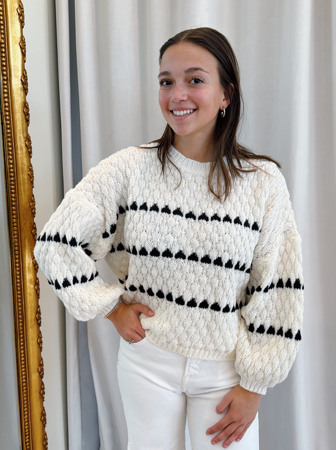 Nina Sweater - Cream/Black