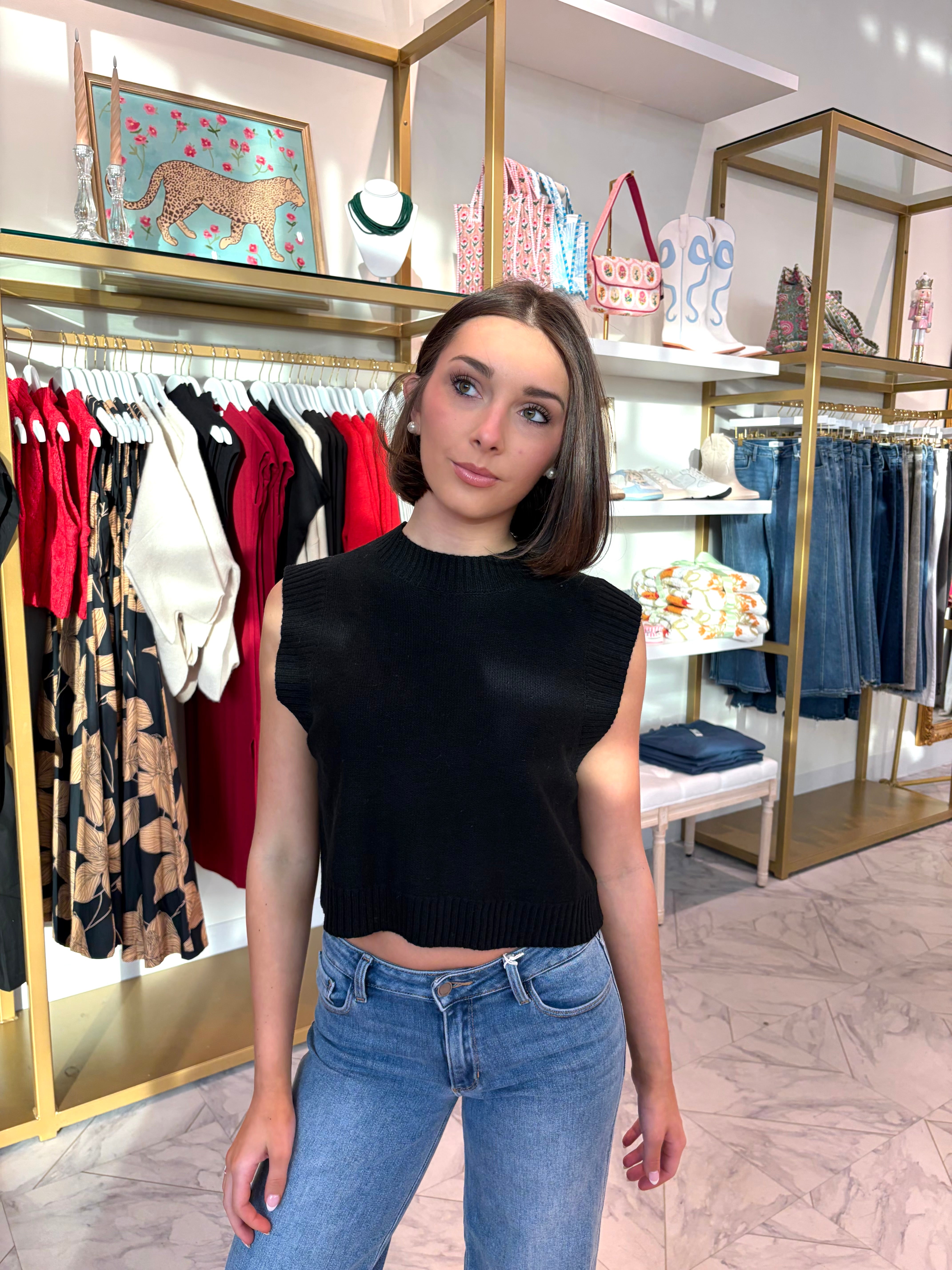 Daniella Knit Top with Open Back - Black