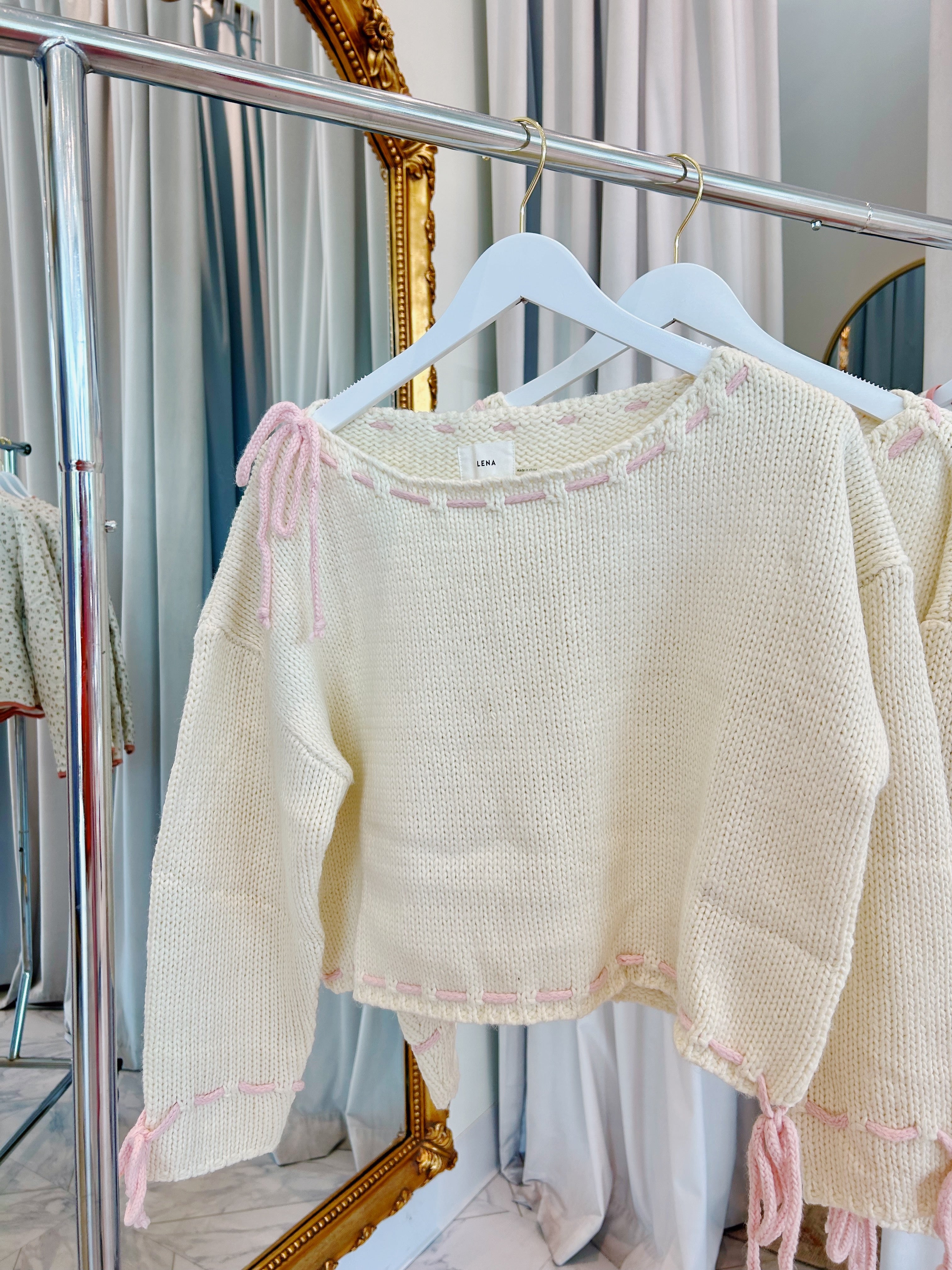 Mave Sweater - Ivory & Pink