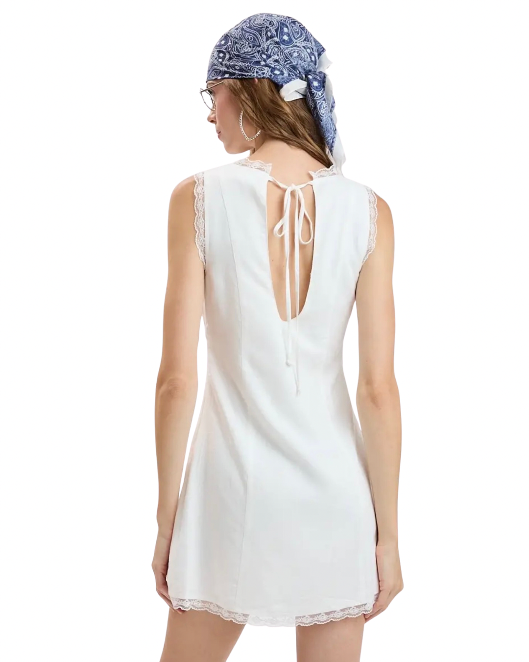 Tolar Lace Trim Mini Dress - White