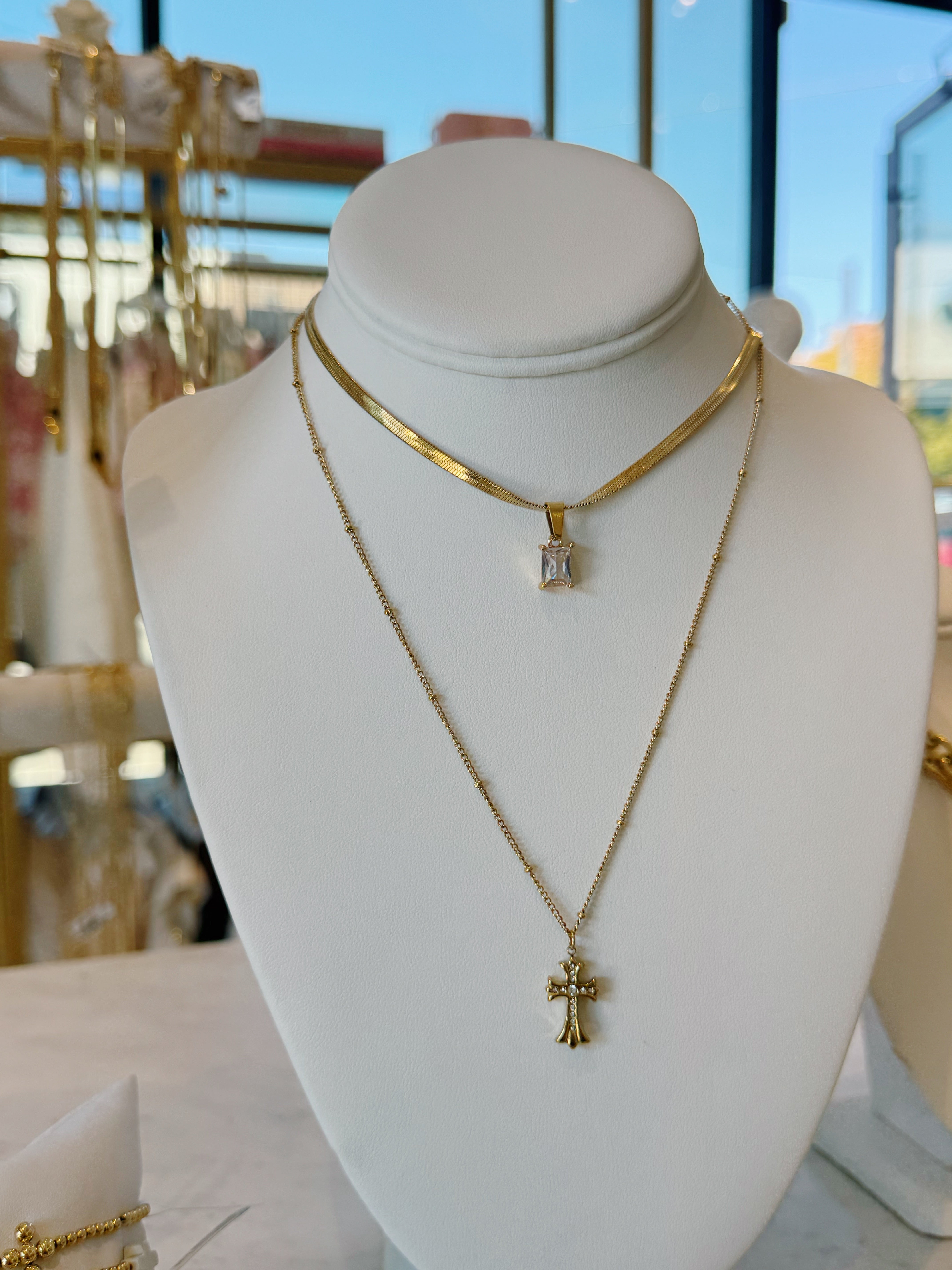 Mary Cross Necklace - Gold