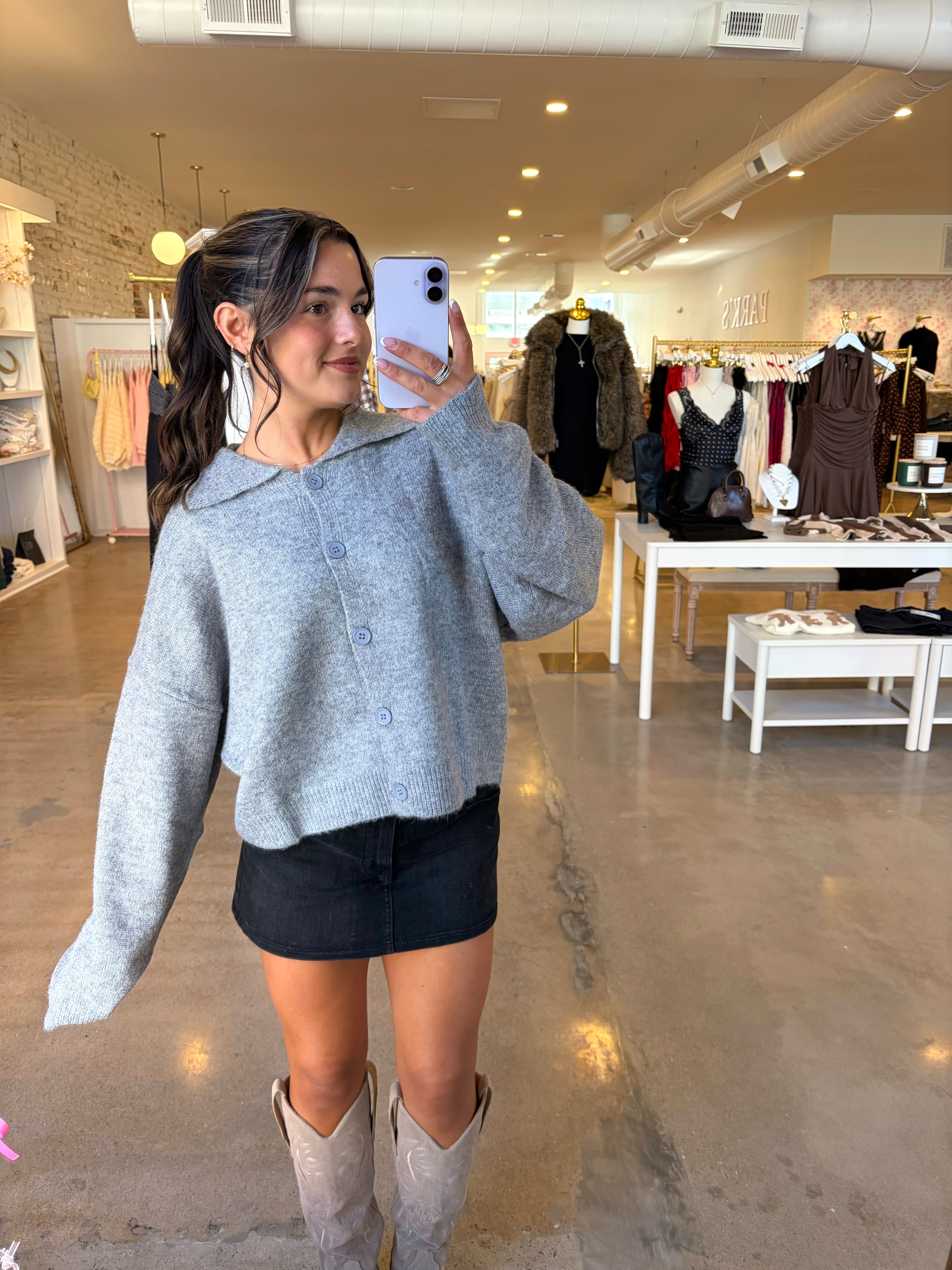 Old School Sweater Cardigan - Grey