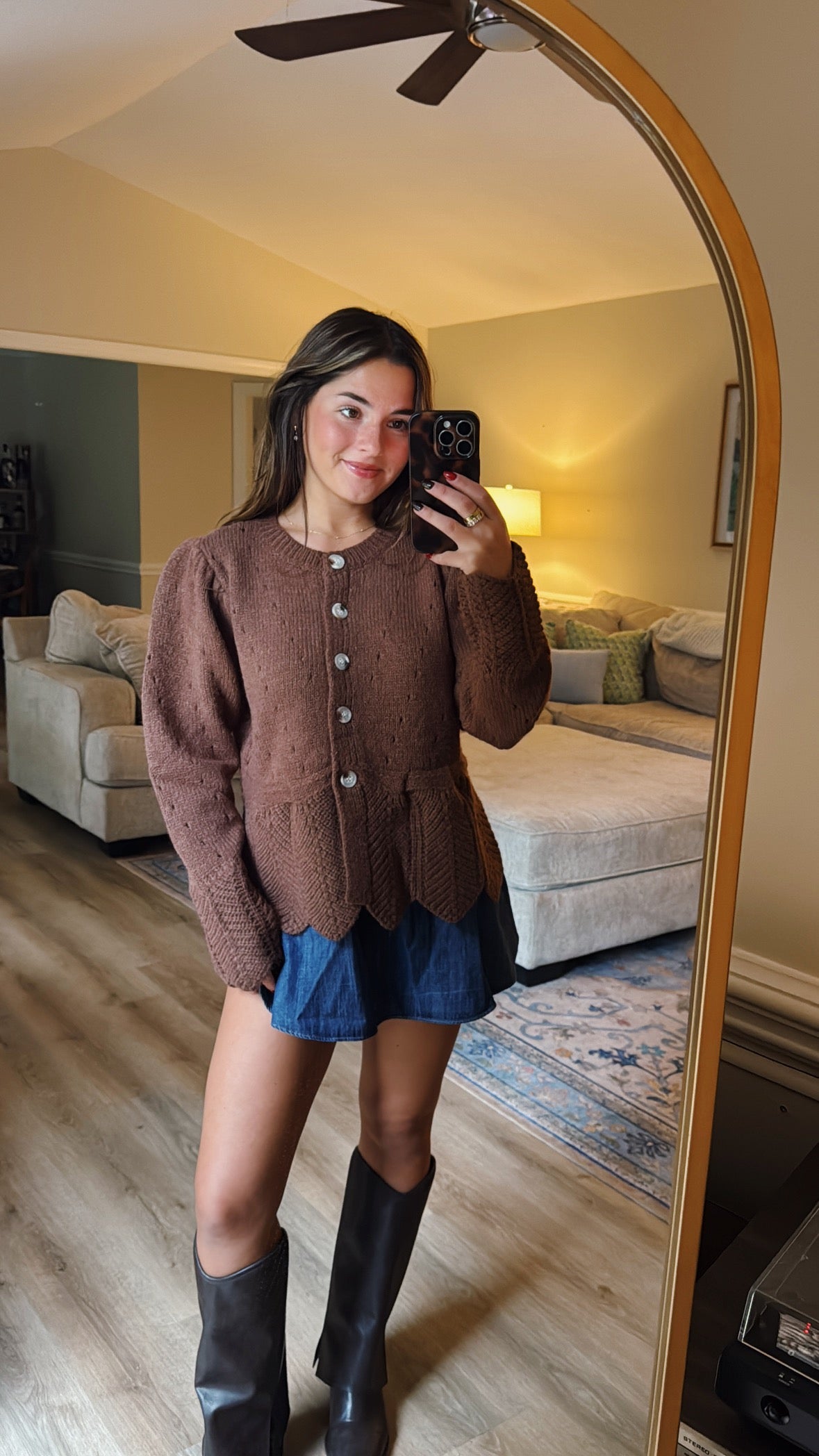 Rustled Leaves Sweater Cardigan - Brown