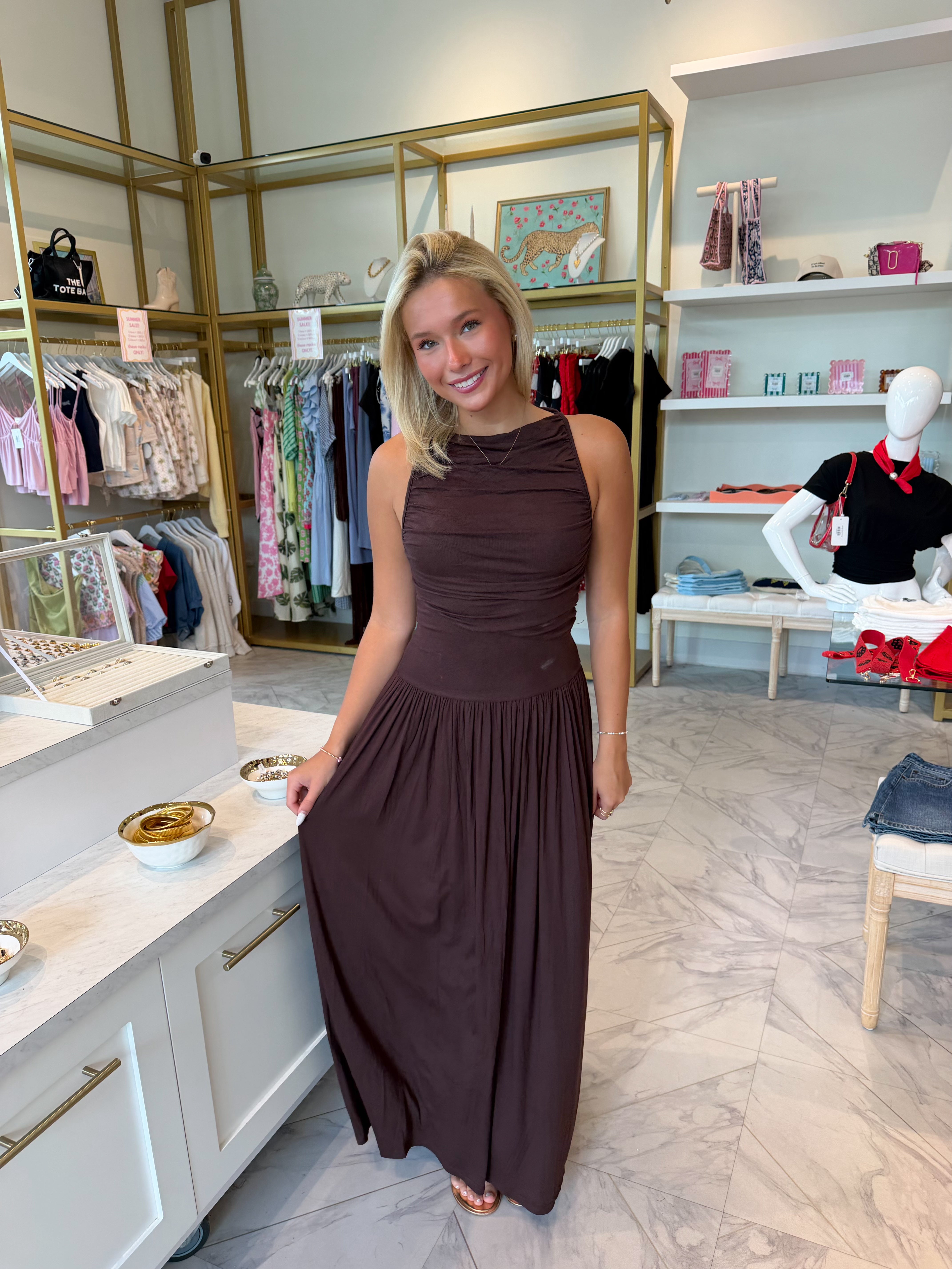 Krissa Maxi Dress - Brown